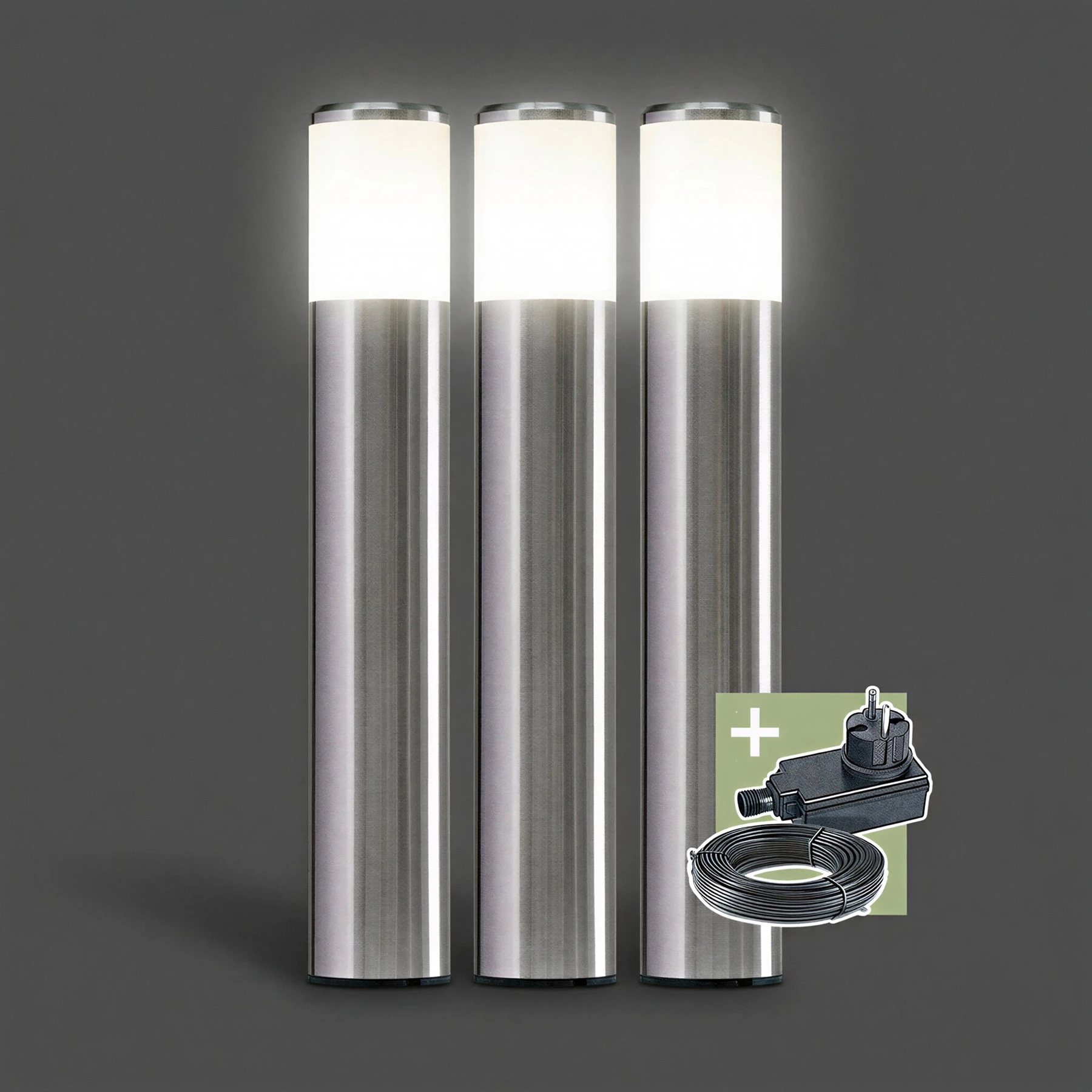 Ludeco, 12V Wegeleuchte - Sten 3er Set, 3W, warmweiß, IP44