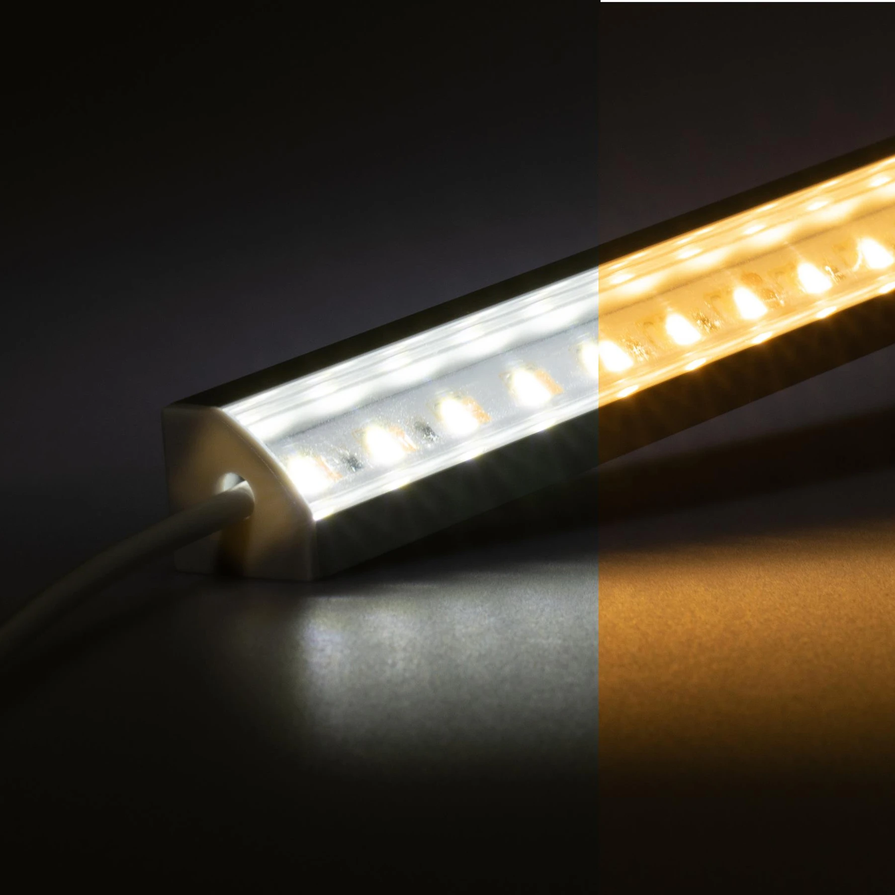 24V  Aluminium LED Eckleiste – einstellbare Farbtemperatur – transparente Abdeckung