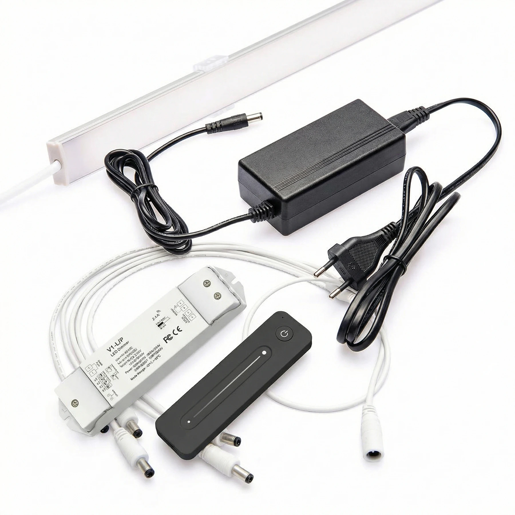 12V Küchen Unterbau LED Leisten Set, inklusive Netzteil und Dimmer - COB - neutralweiß - diffus