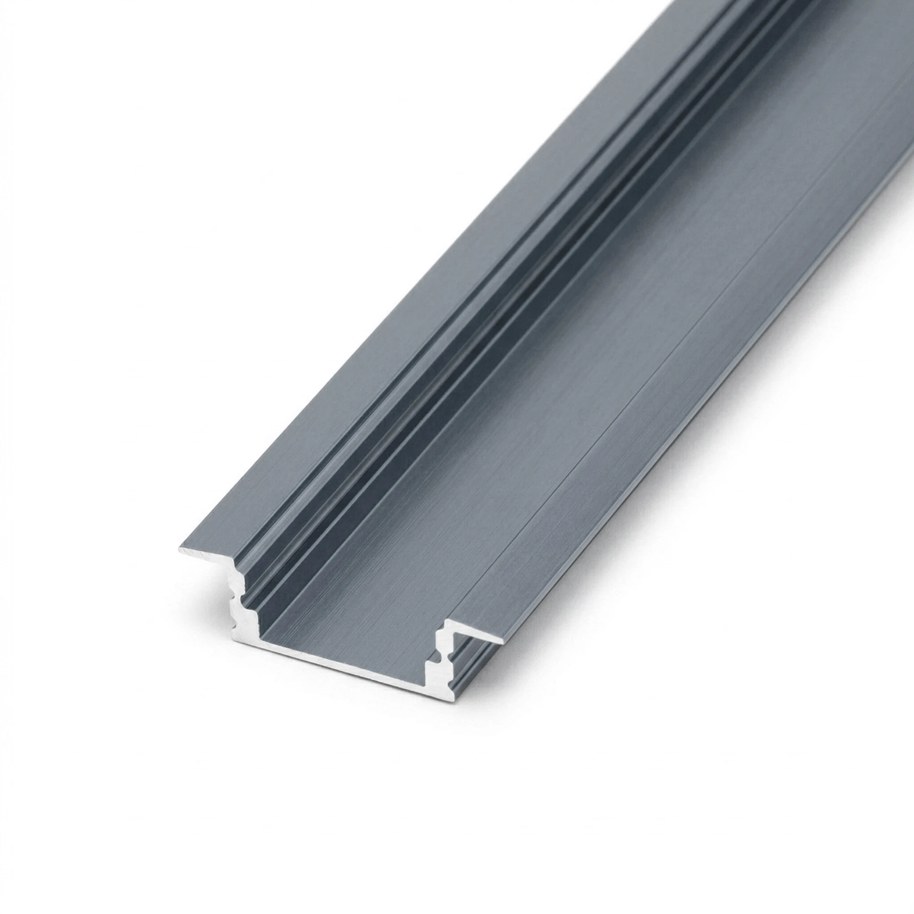 graues Aluminium LED Einbau Profil in Wunschlänge, slim, 2,48 x 0,7cm 15 cm_ohne Abdeckung_ohne Endkappen