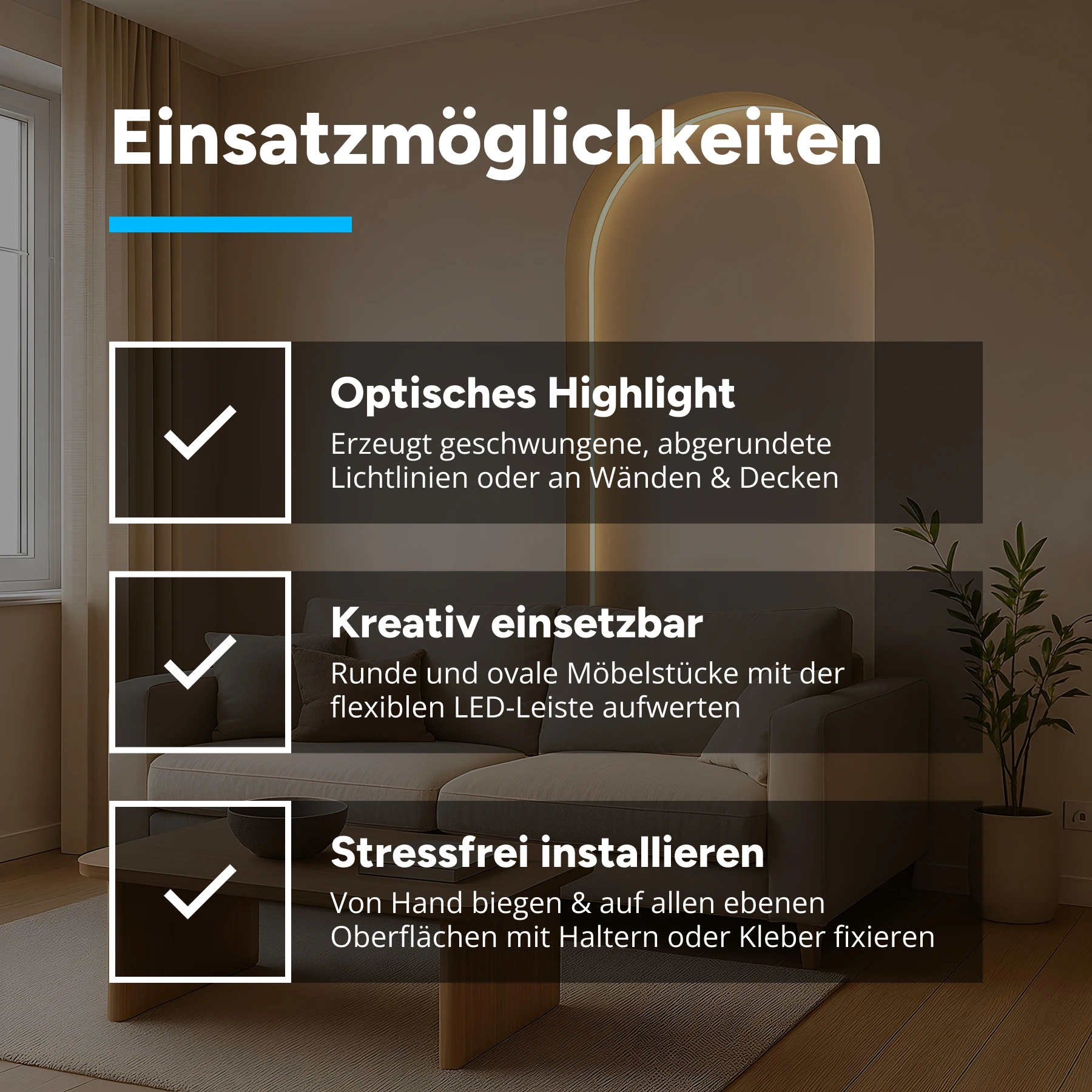24V flexible Aluminium LED Leiste - weiß - diffuse Abdeckung - 33cm - 144 LED Chips - 4 Watt - 360 Lumen