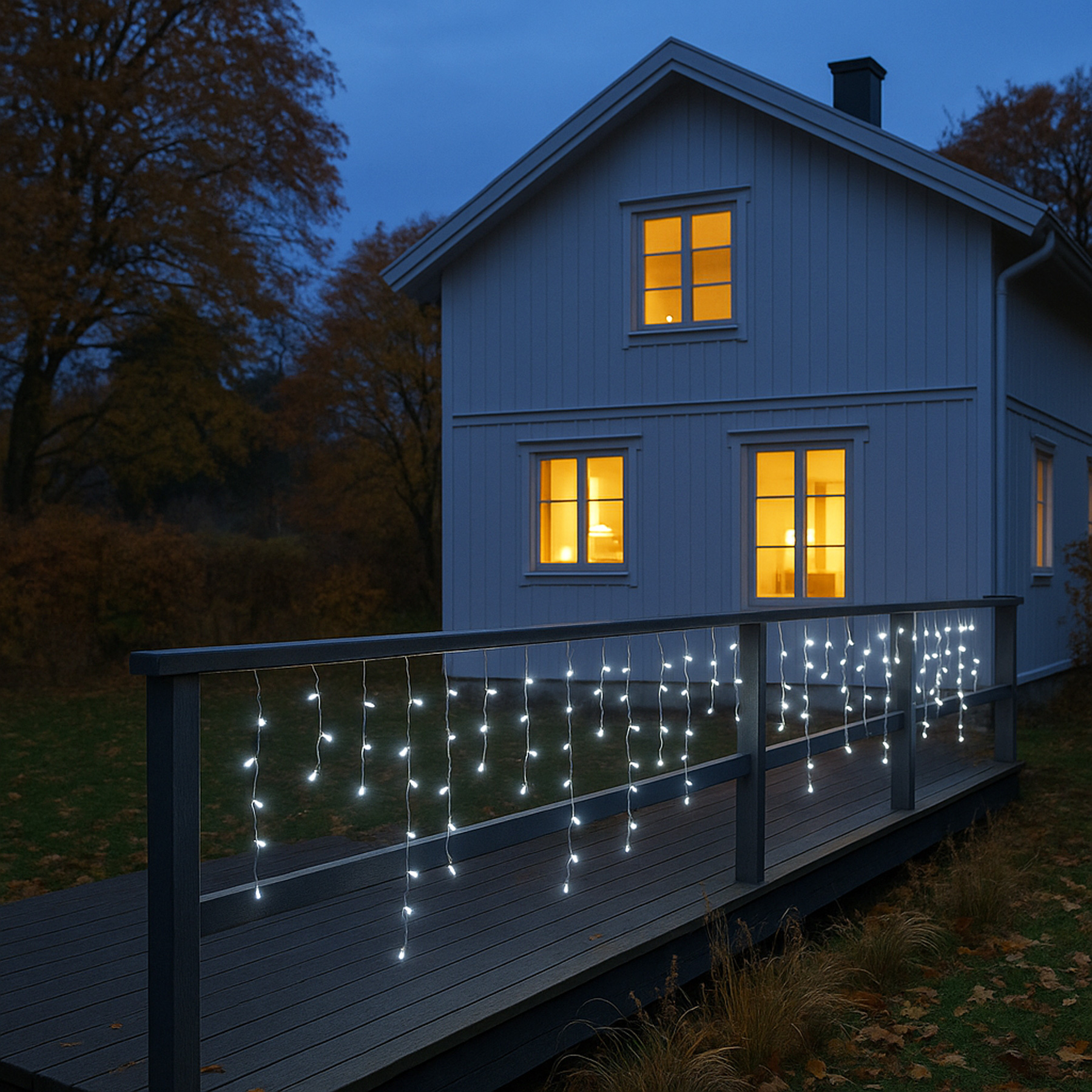 Crispy Ice White - Lichtervorhang für außen - 23,9 m - 960 LEDs - Netzbetrieb - Kaltweiß