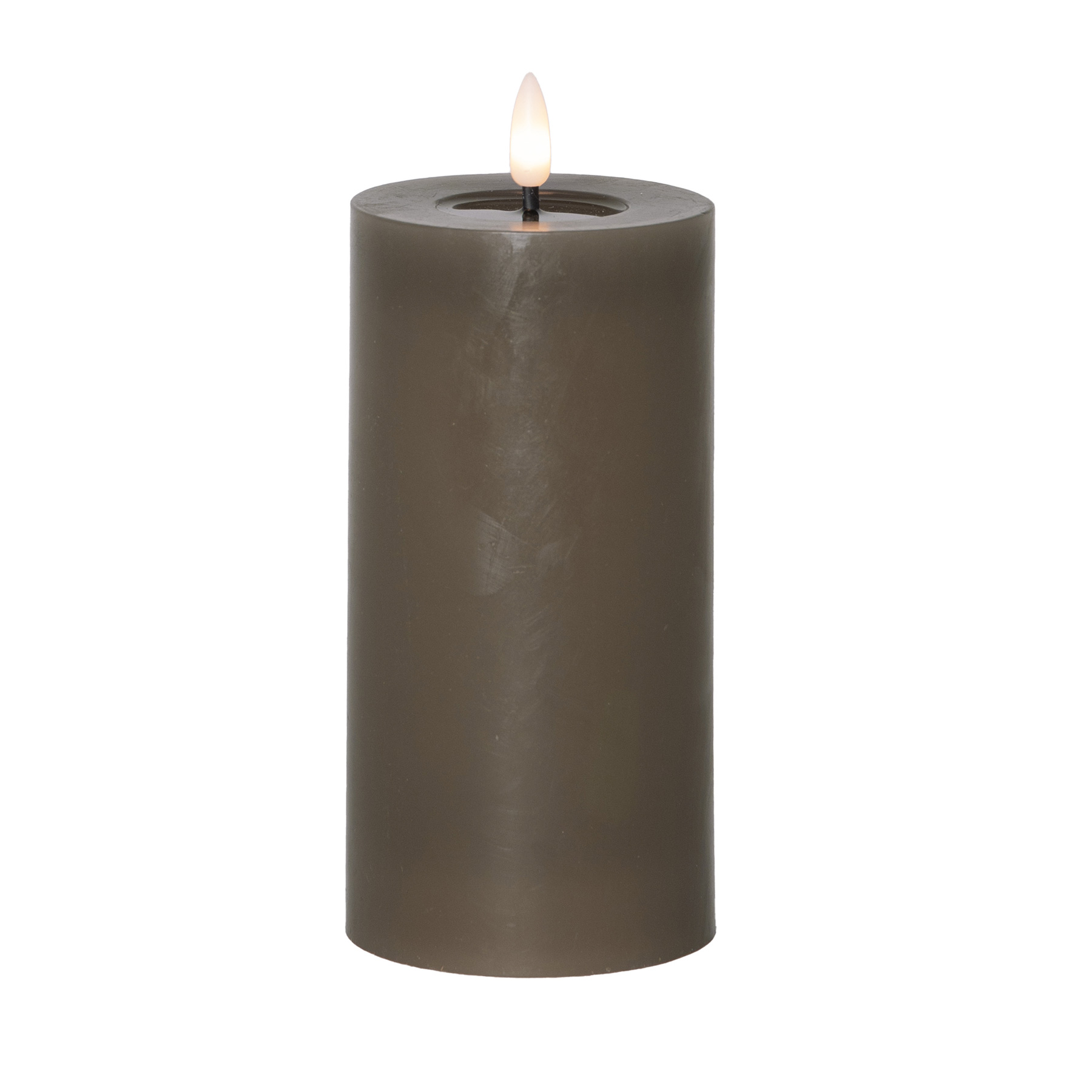 Flamme Flow - Kerze für innen - Braun - Höhe: 17,5 cm - Batteriebetrieb - Timer - flackernd