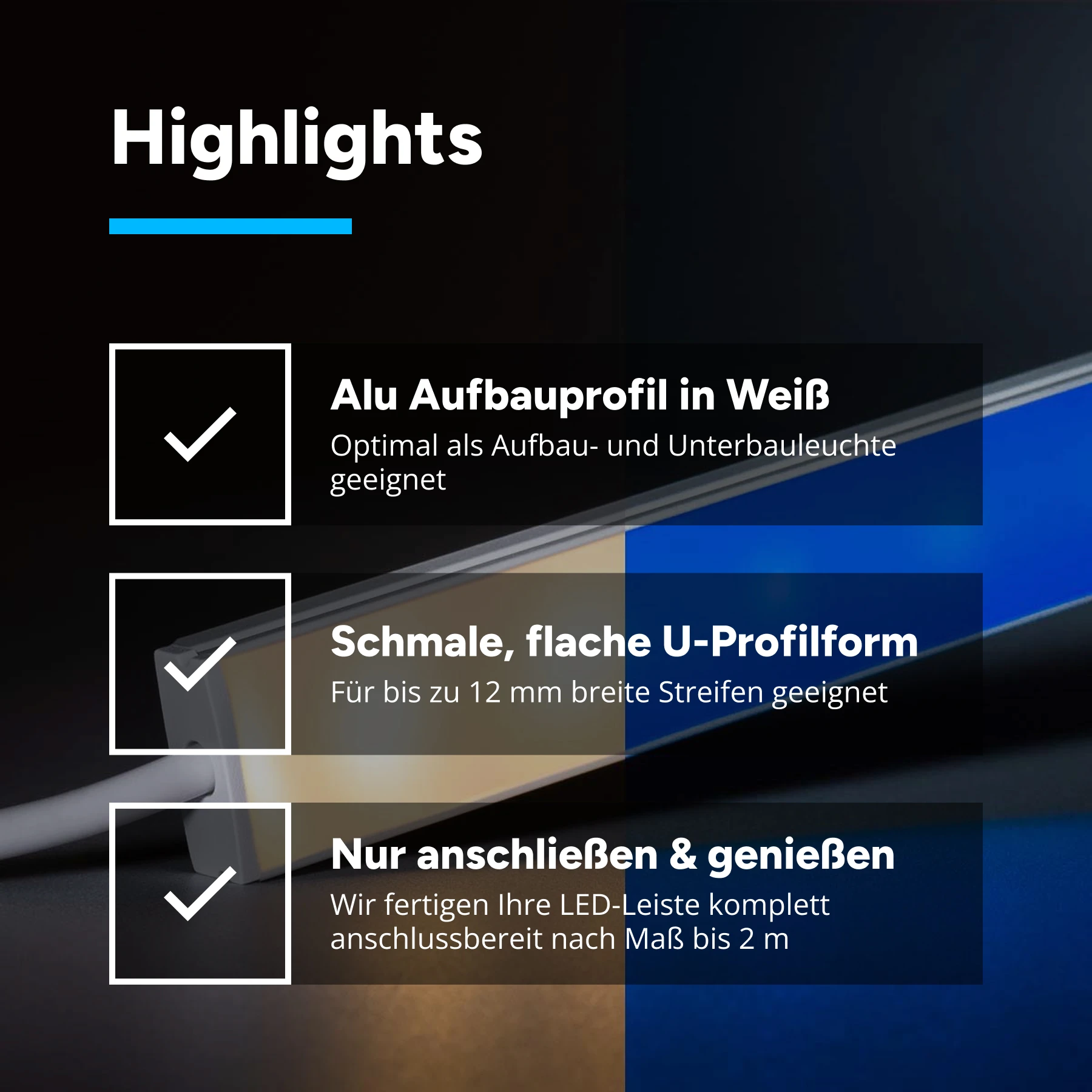 24V White Line Slim LED Leiste - RGBW (RGB + neutralweiß) - diffuse Abdeckung - 33cm mit 18 LEDs - 4 Watt - 360 Lumen - ohne Ausgangskabel (geschlossene Endkappe)