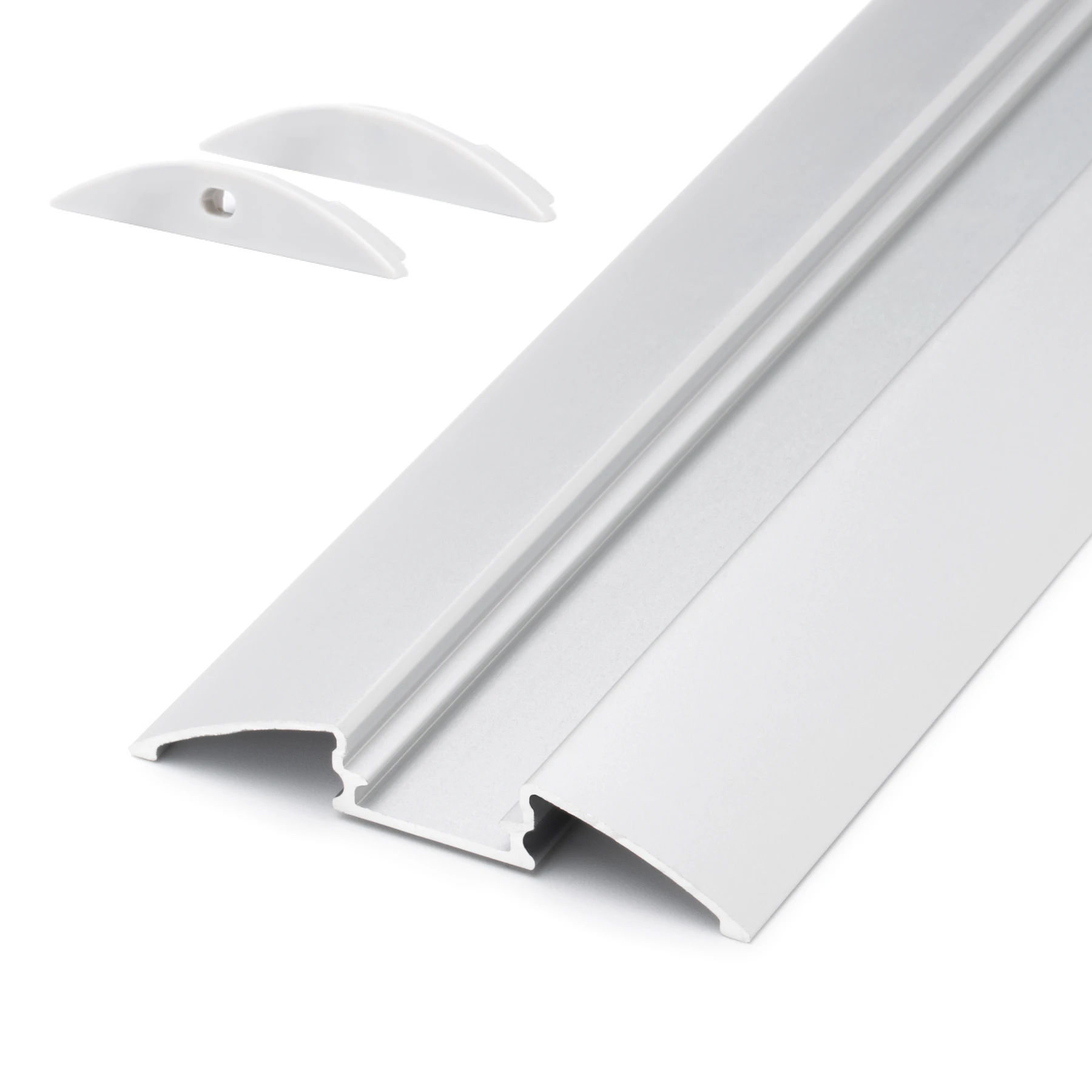 Aluminium LED Türschwellen Profil, 5,23 x 0,8 x 212cm - ohne Abdeckung - 2er Set - einseitig mit Loch