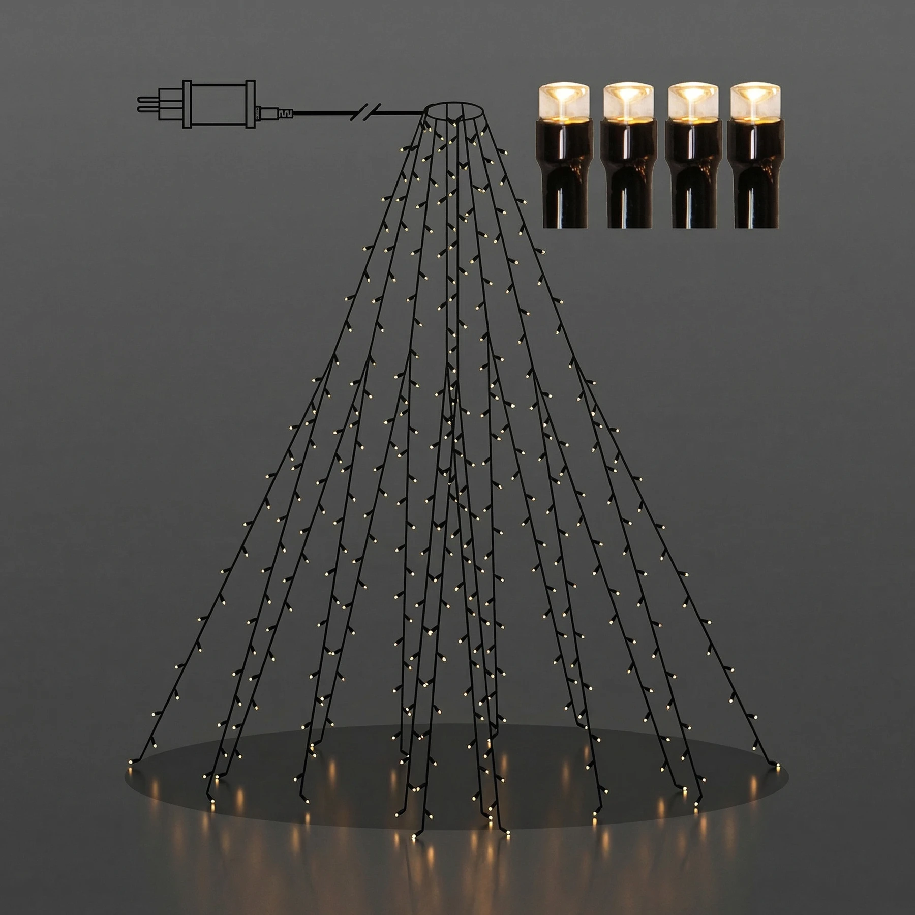 Shiny White - Baumlichterkette für außen - 0,07 m - 360 LEDs - Netzbetrieb - Warmweiß