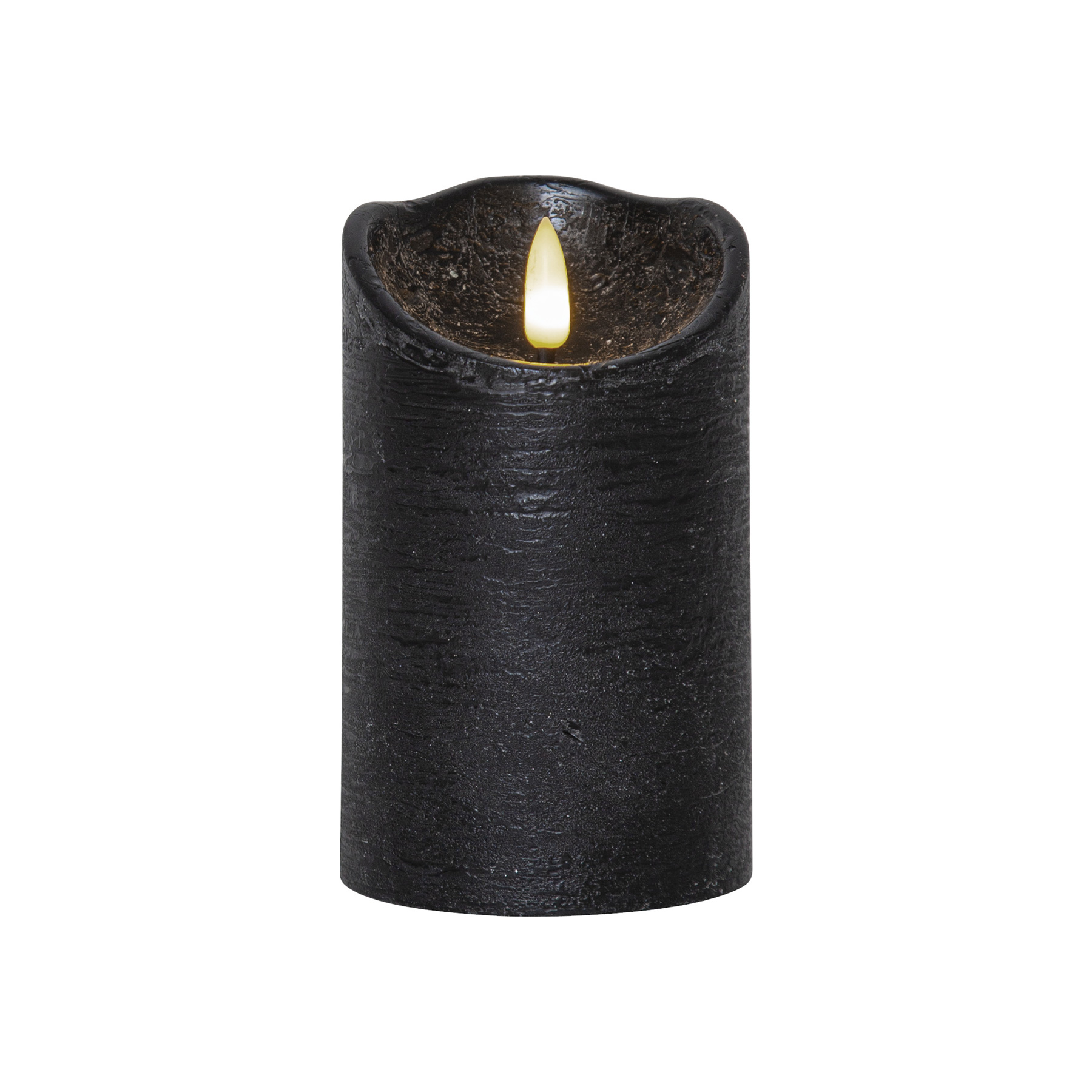 Flamme Rustic - Kerze für innen - Schwarz - Höhe: 12,5 cm - Batteriebetrieb - Timer - flackernd