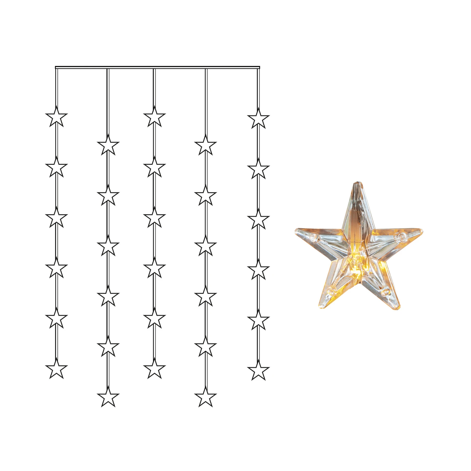 Star Curtain - Lichtervorhang für innen - 0,9 m - 30 LEDs - Netzbetrieb - Warmweiß