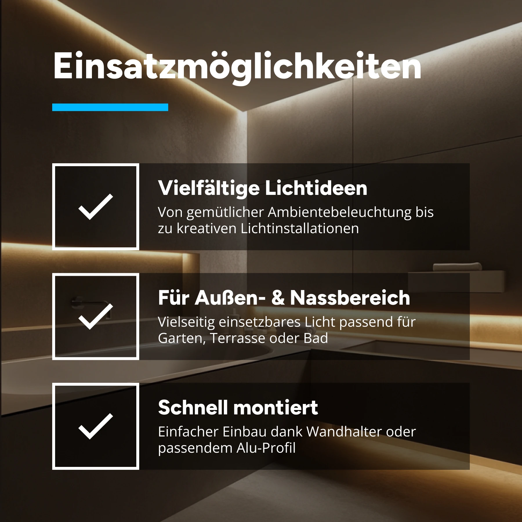 48V LED Lichtschlauch - 3-dimensional biegbar - warmweiß - diffus - Neon-Effekt - IP67 - 16x15mm - 30cm - 36 LEDs - 3 Watt - 150 Lumen - 100cm Eingangskabel mit offenen Enden