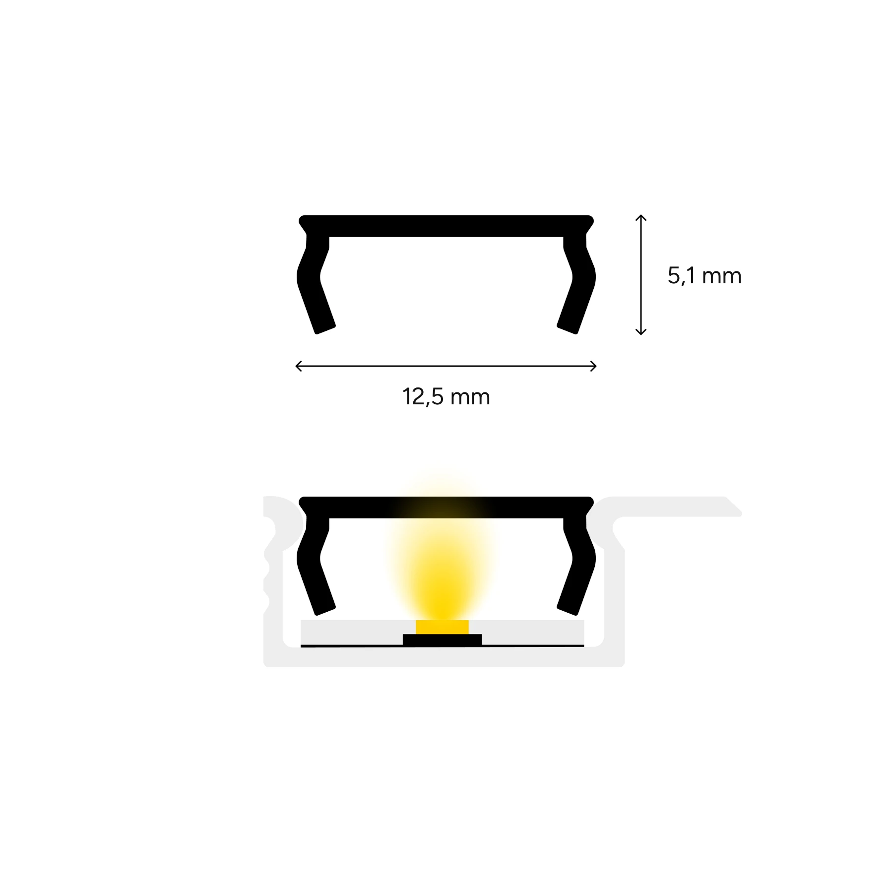 diffuse Abdeckung für LED Einbauprofil - P6-2.5, CC-301-S - 100cm - in Teilstücken (100cm / 200cm)