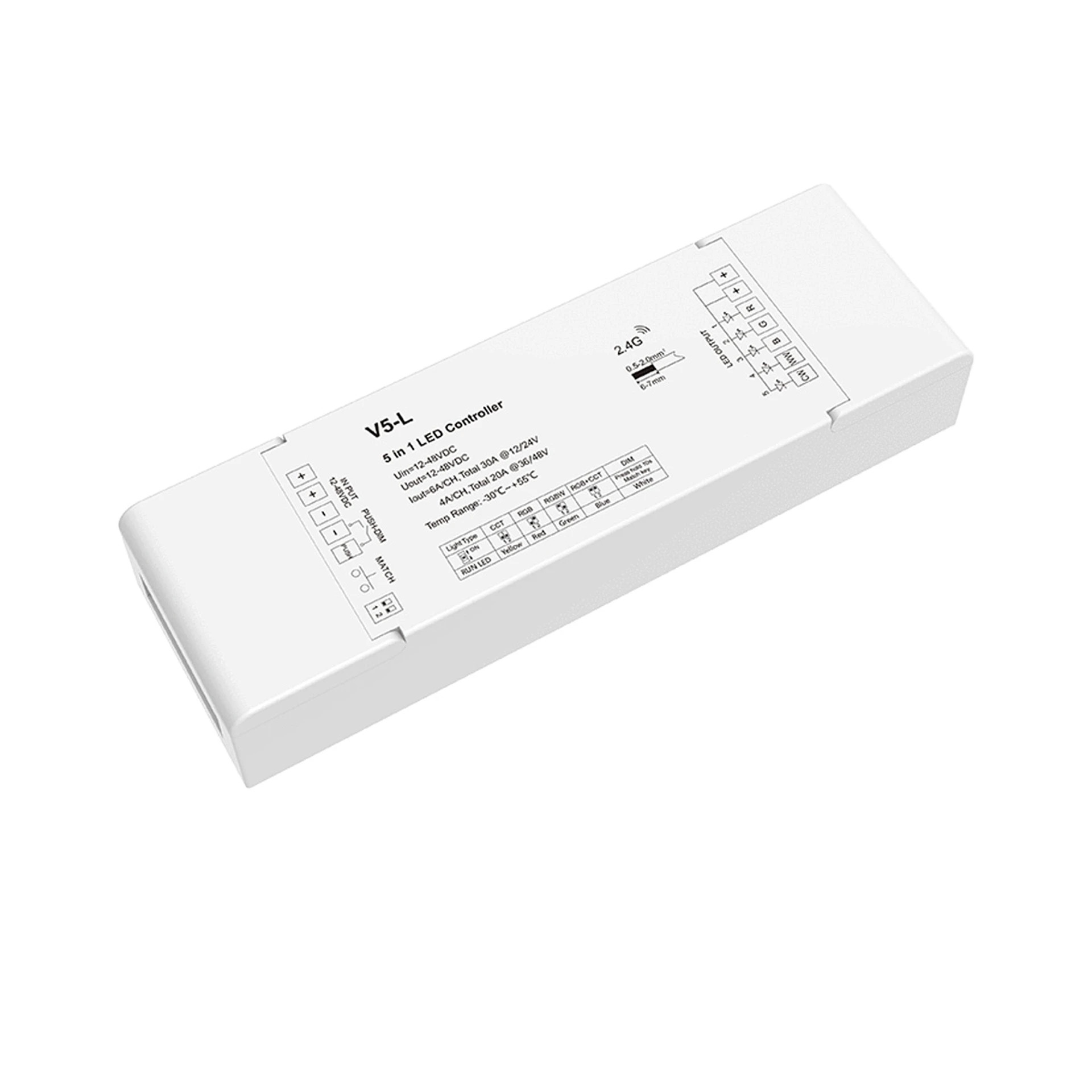LED Funk Controller - 12V bis 48V - 1 bis 5 Kanal - RGB+CCT Steuerung