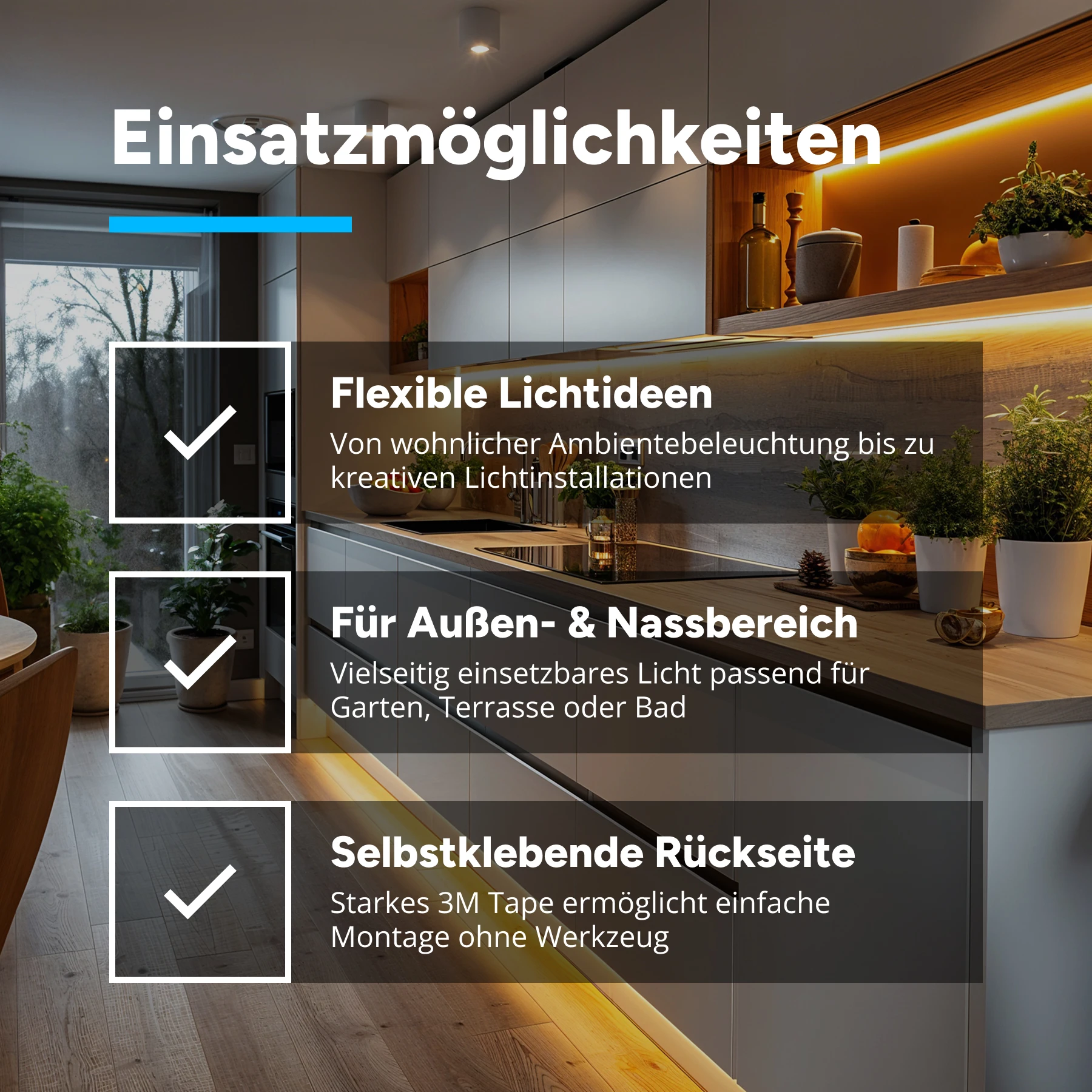 24V wasserfester LED Streifen - warmweiß - IP65 - 140 LEDs je Meter - alle 5cm teilbar - 25cm - 35 LED Chips - 5 Watt - 550 Lumen - 100cm Eingangskabel mit offenen Enden