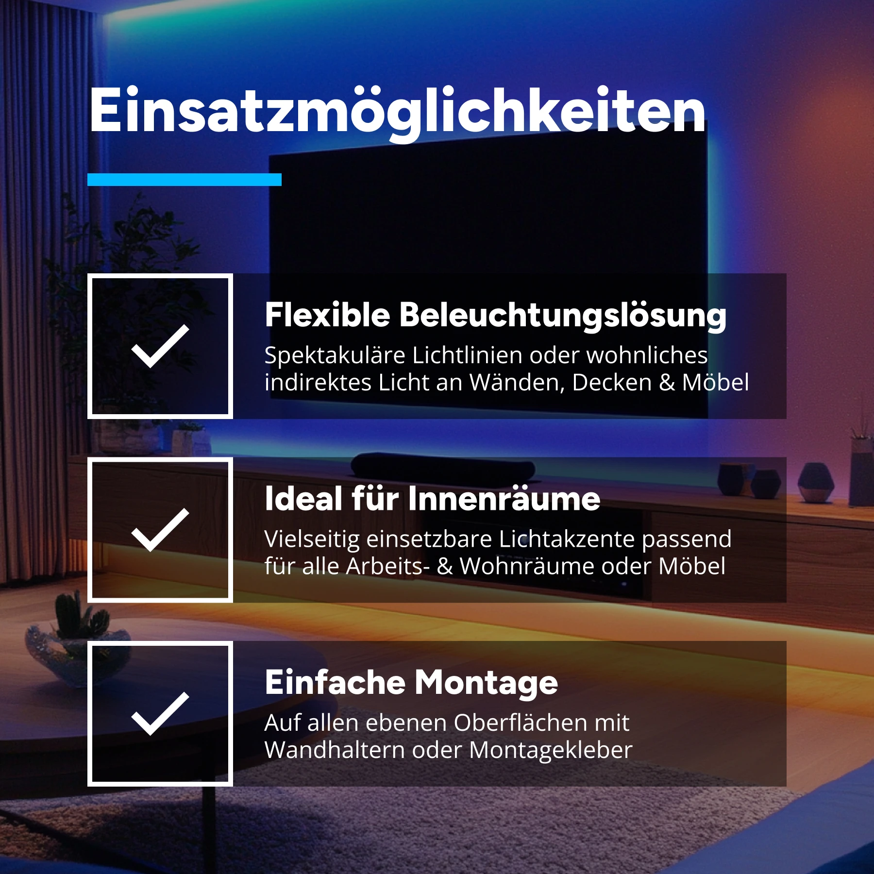 24V RGB LED Leisten Set mit Fernbedienung und Netzteil, 103cm Länge, Farbwechsel mit Steckdosen Netzteil