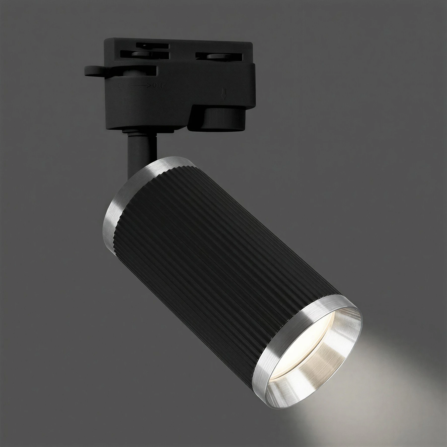 230V LED 1-Phasen Schienenleuchte - Frida Tra - 35W - GU10, schwarz - chrome - ohne Leuchtmittel