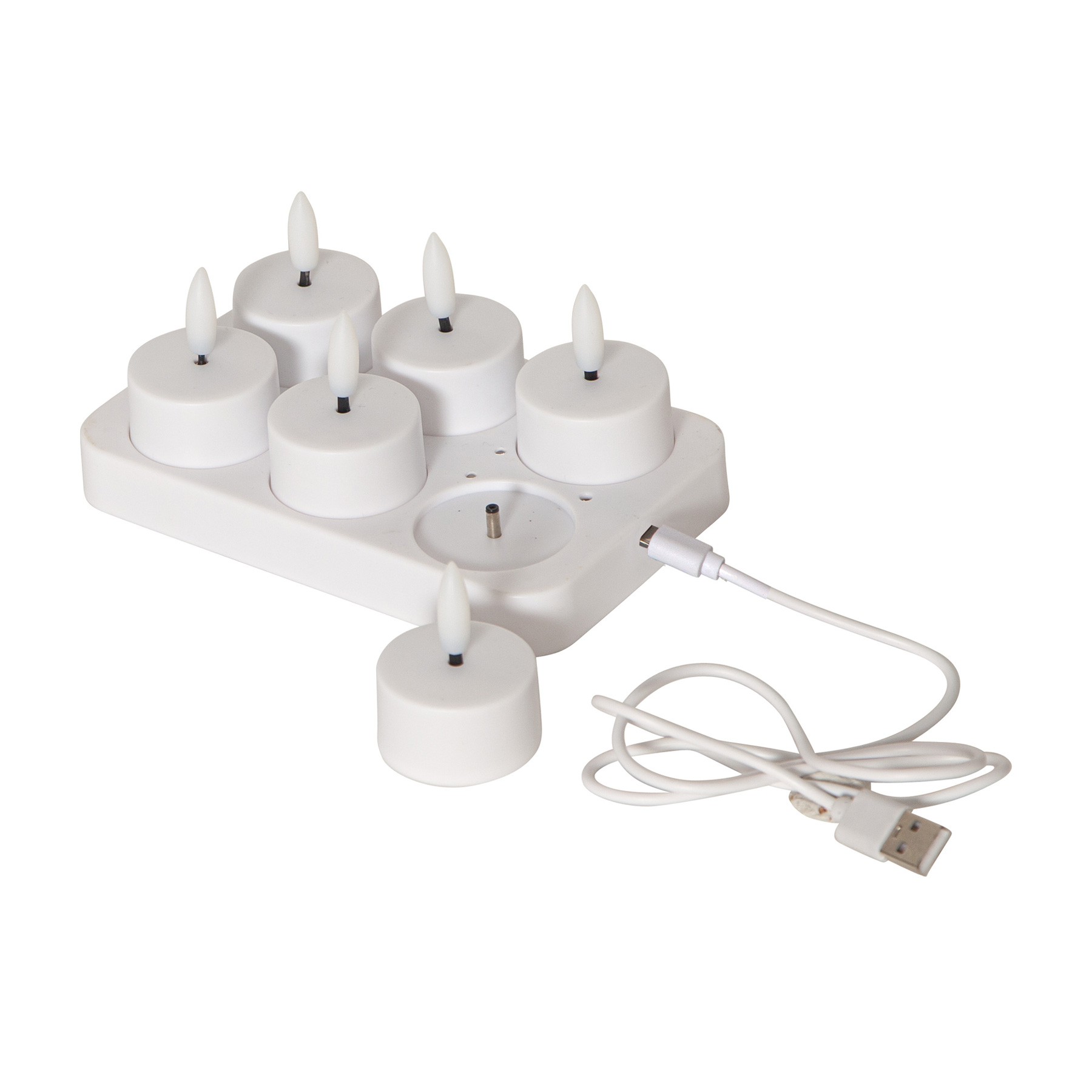 Flamme - Kerzen Set für innen - Weiß - Höhe: 5 cm - Akkubetrieb - sanft flackernd