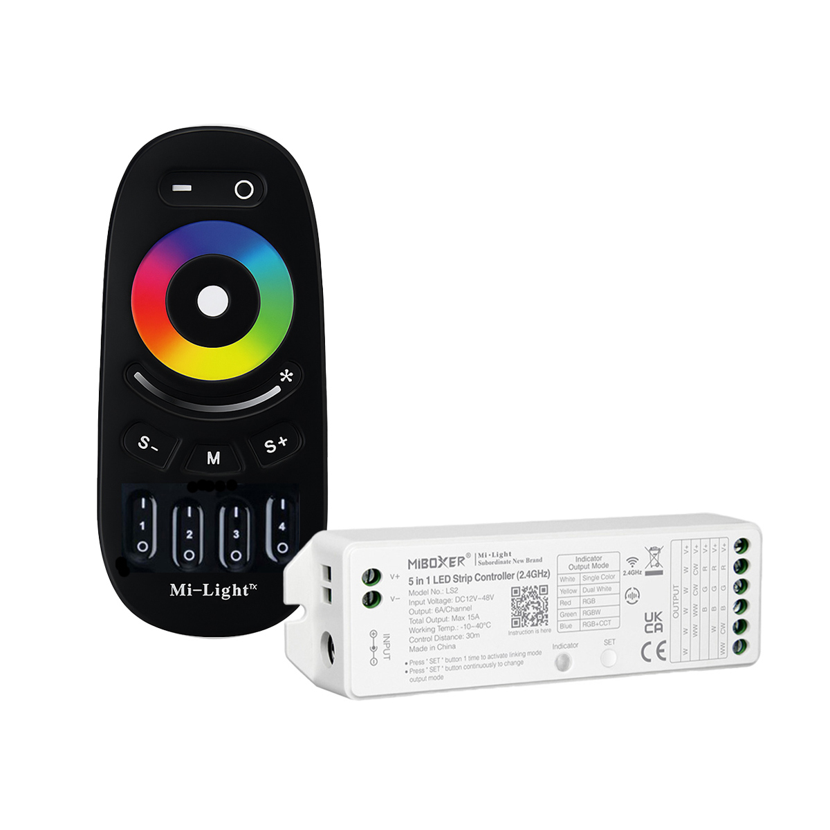 LED Funk Controller Set - 4 Zonen - 3 bis 4 Kanal - RGB+RGBW - Fernbedienung (2,4 GHz)