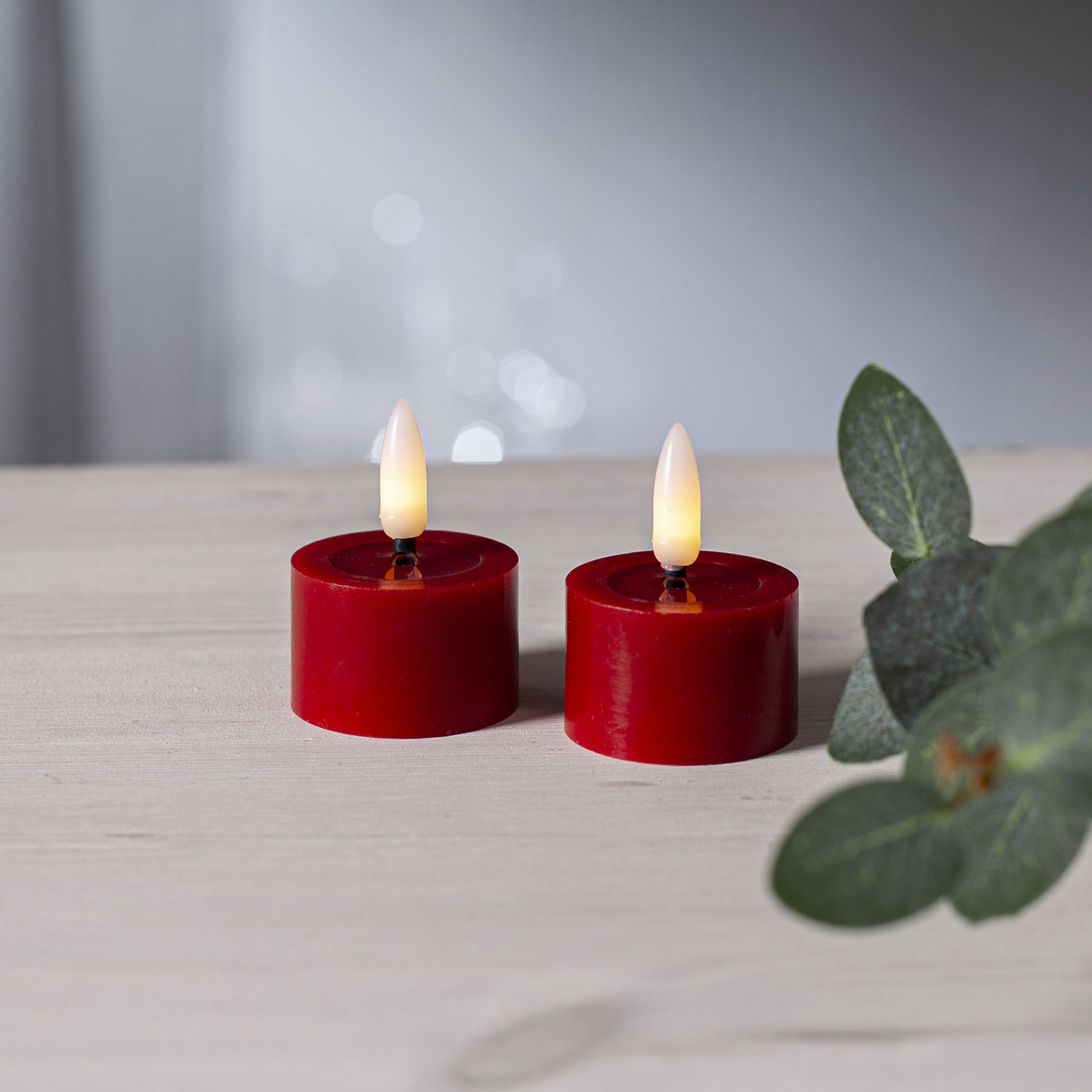 Flamme Flow - Kerzen Set für innen - Rot - Höhe: 5 cm - Batteriebetrieb - Timer - flackernd