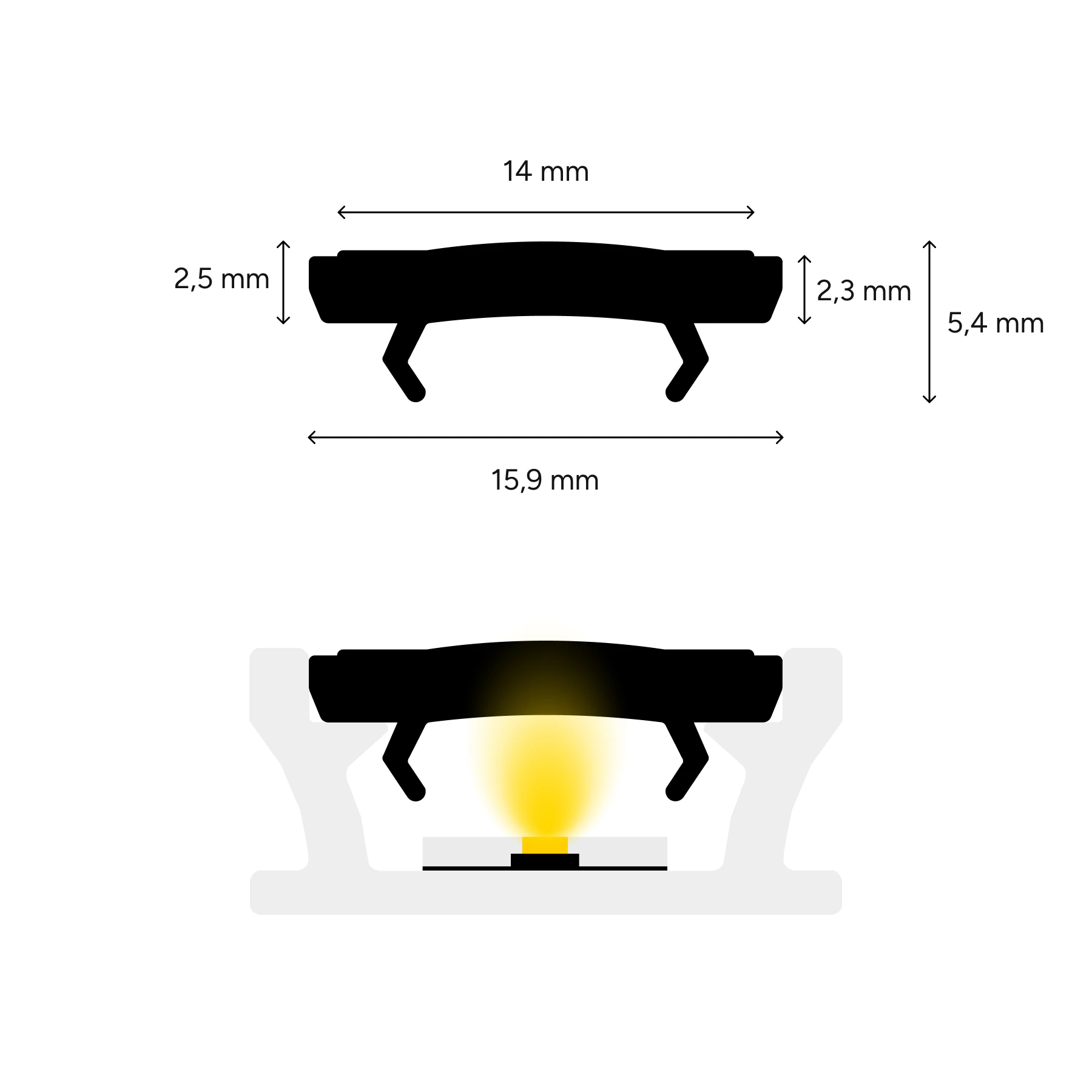 diffuse Abdeckung für LED Einbauprofil / Aufputzprofil - spritzwassergeschützt, CC-54