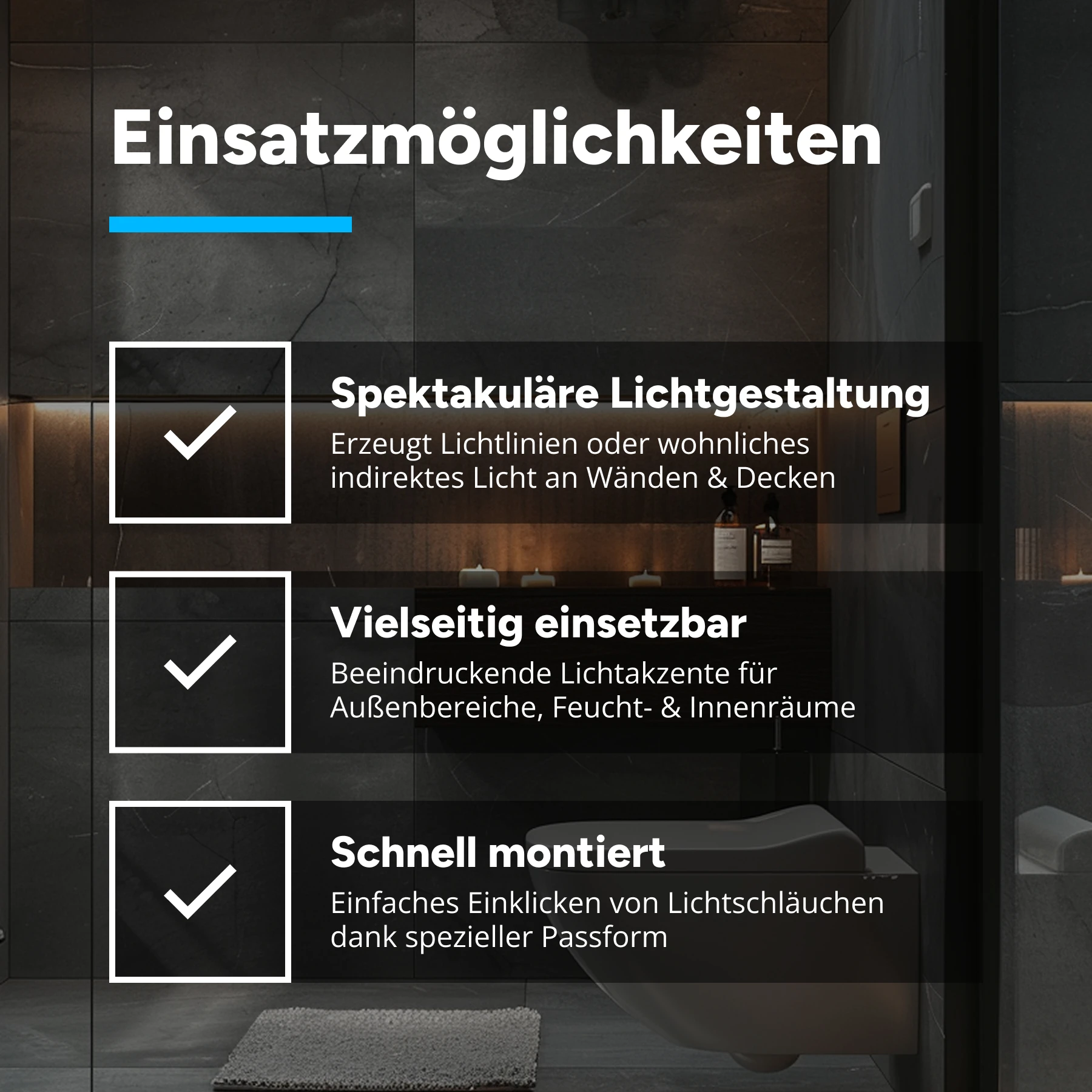 Aluminium LED Profil für 6 x 6mm Neon Streifen, 0,85 x 0,61 x 15cm