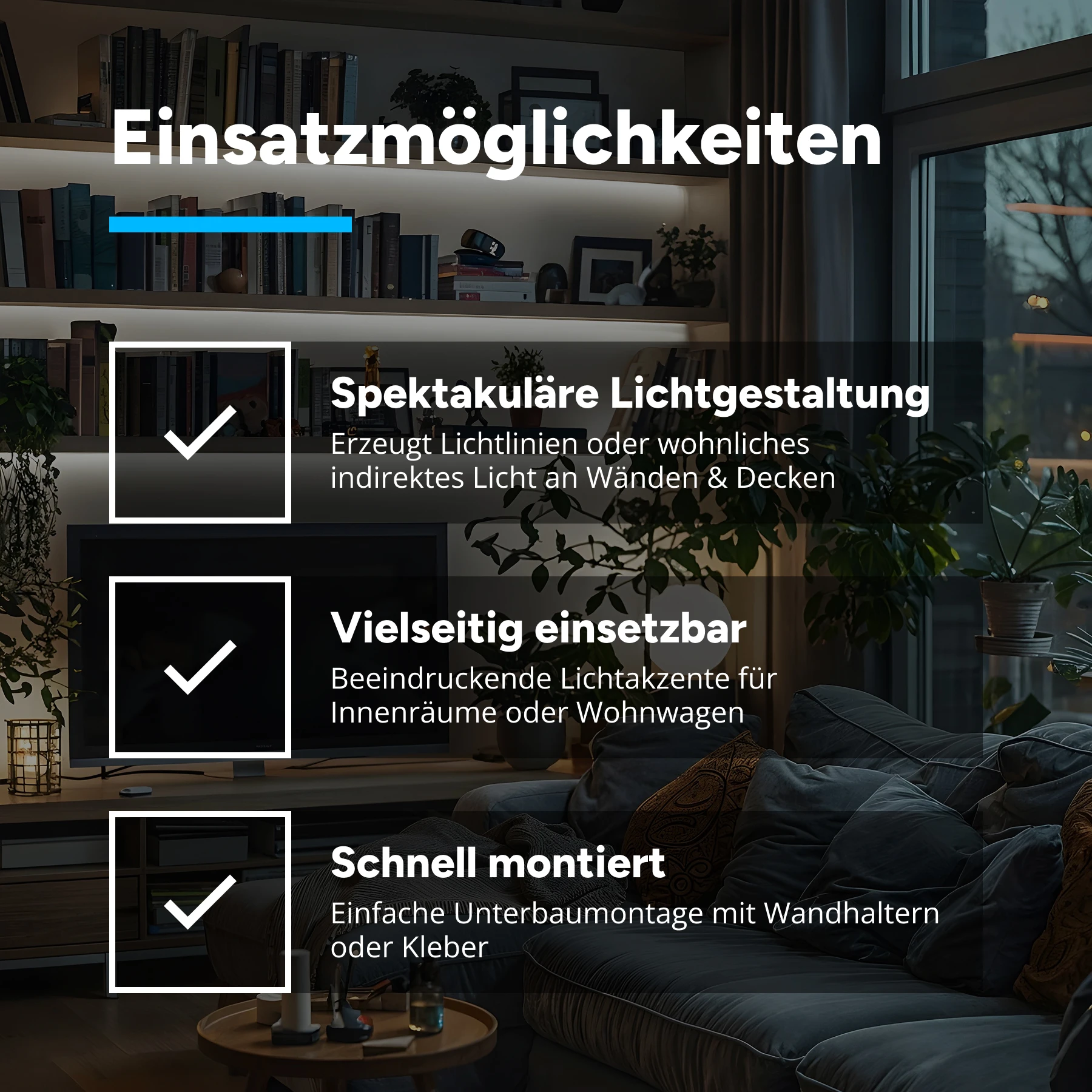 12V LED Leisten Set mit Fernbedienung und Netzteil, 103cm Länge, Lichtfarbe weiß mit Steckdosen Netzteil