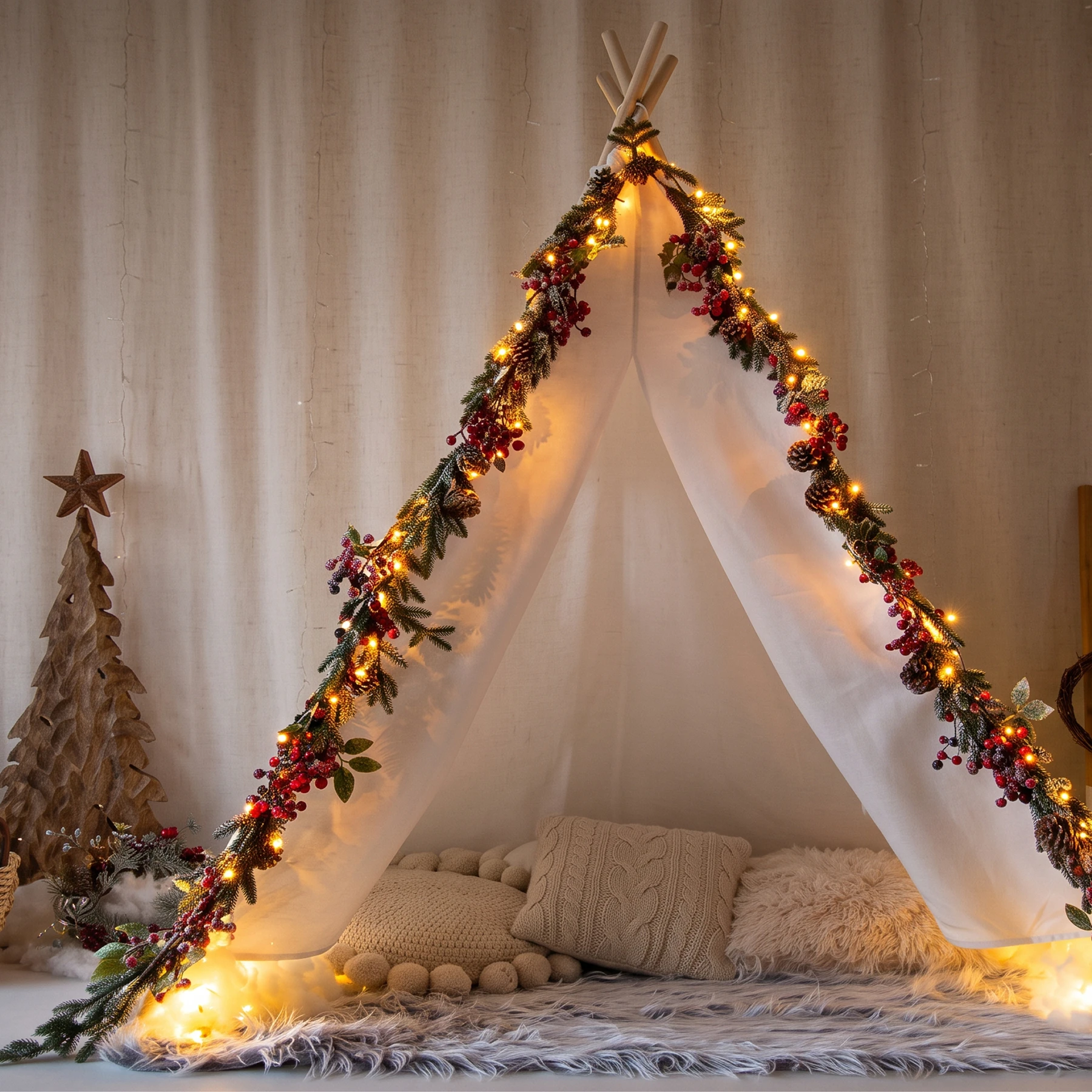 Lichterkette für außen - 2,7 m - 64 LEDs - Timer - Batteriebetrieb - Warmweiß