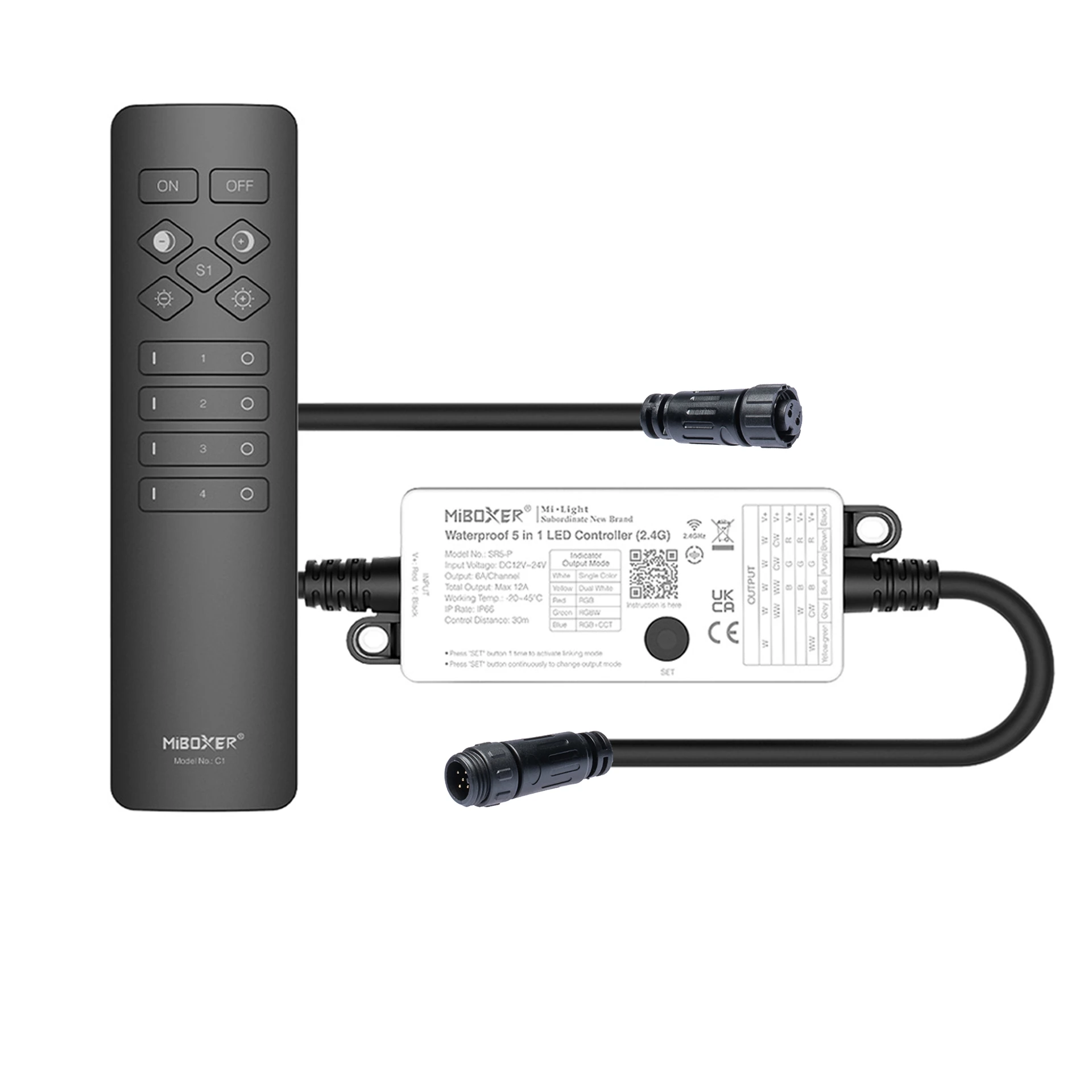 Plug & Play LED Funk Controller Set - 4 Zonen - 2 Kanal - CCT - Fernbedienung (2,4 GHz)-IP66