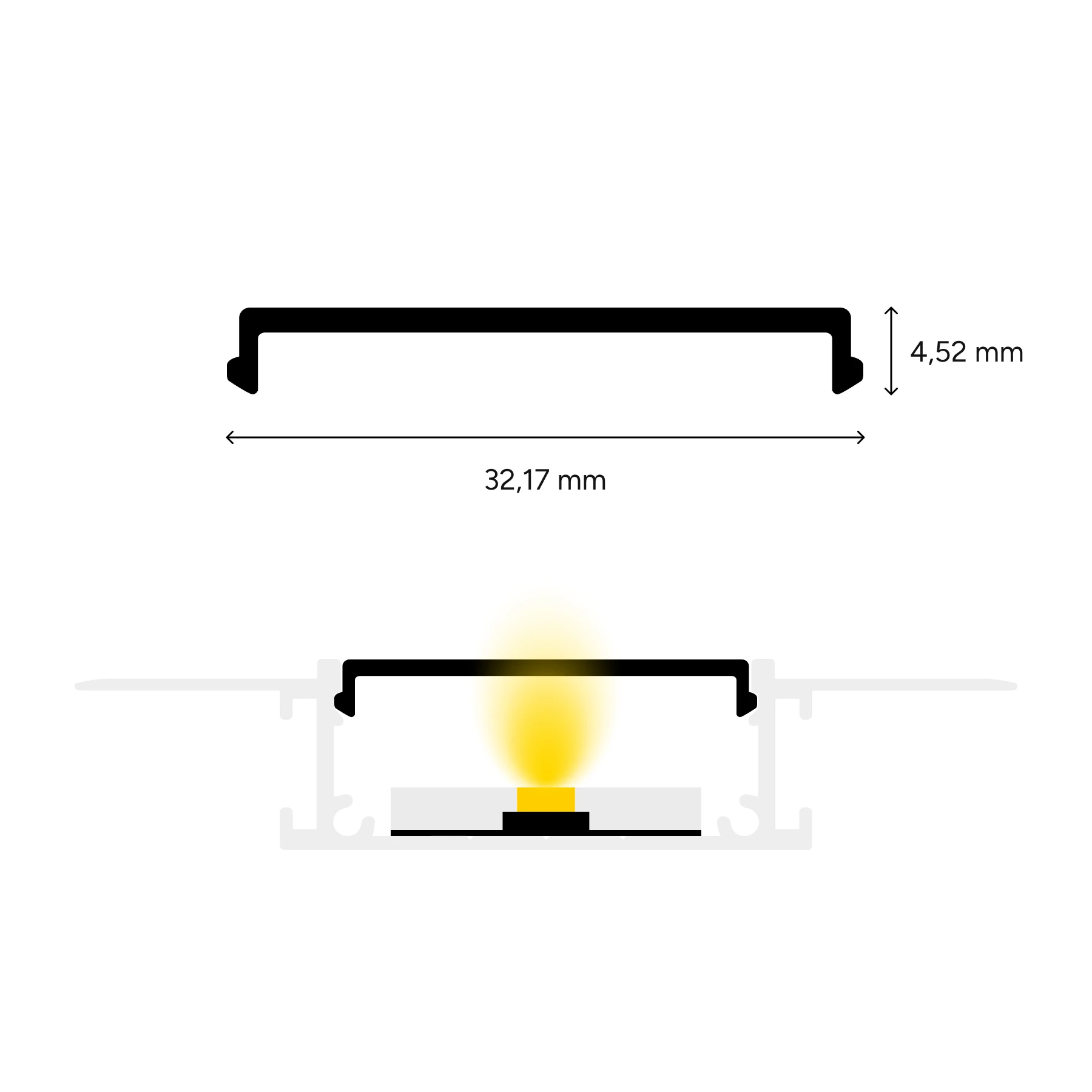 diffuse Abdeckung für LED Trockenbau Unterputzprofil - Plus, CC-73 - 100cm Länge