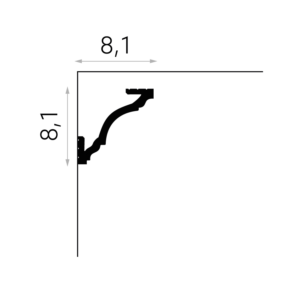 LED Stuckleiste - Gardinenleiste - 8,1 x 8,1 x 200cm