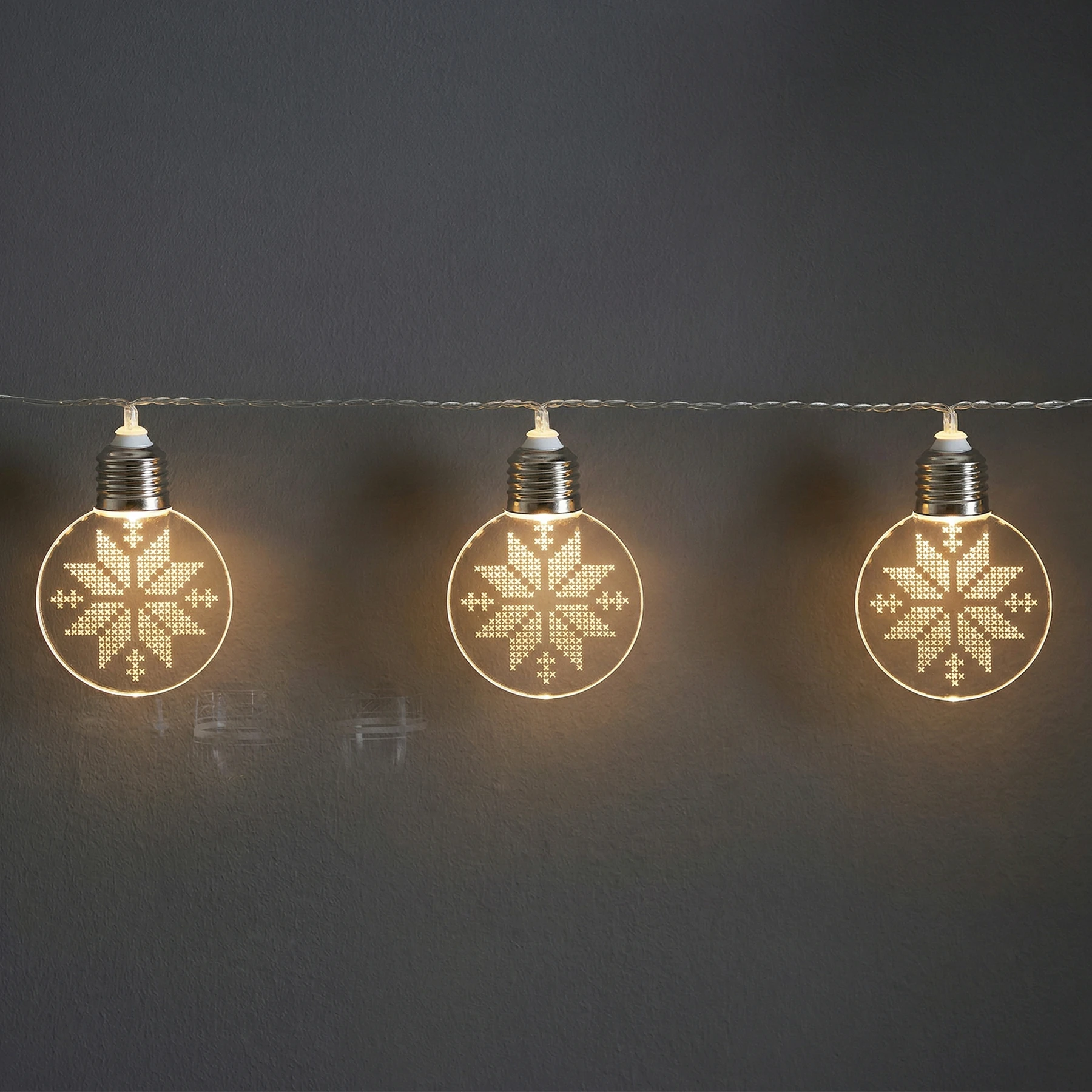 Ornament - Deko Lichterkette für innen - 1,8 m - 10 LEDs - Timer - Batteriebetrieb - Warmweiß