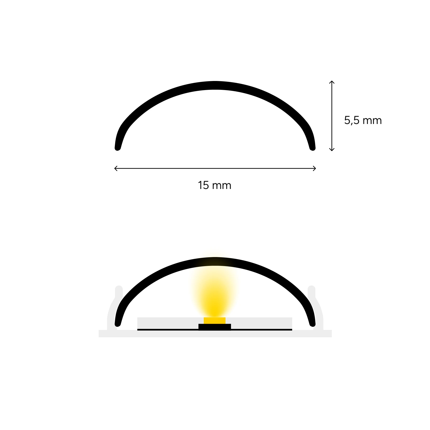 diffuse Abdeckung für LED Aufputzprofil - flex biegbar, CC-70