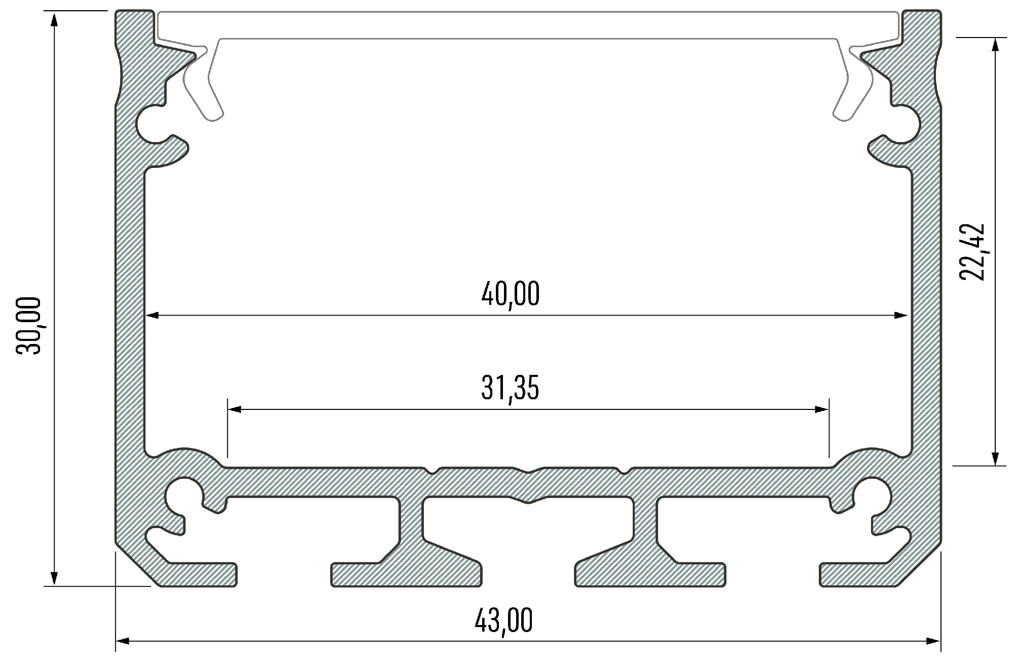24V Aluminium LED Pendelleuchte - Farbtemperatur variabel - linear - diffuse Abdeckung, bis 3m Länge - 224cm - 924 High Power LEDS22 Watt - 5456 Lumen - ohne Netzteil und ohne Fernbedienung