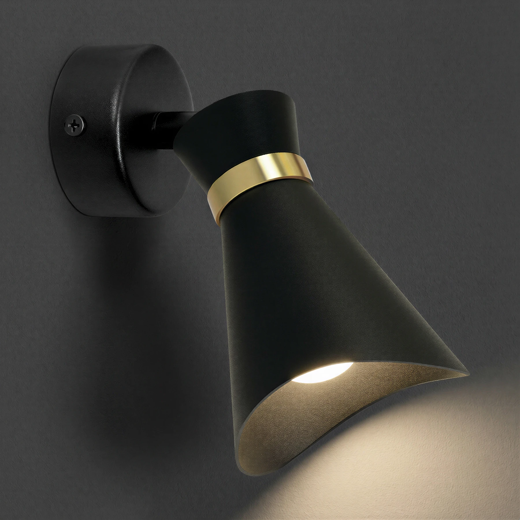 Decken Spotleuchte in schwarz/gold - Lichtfarbe: individuell wählbar