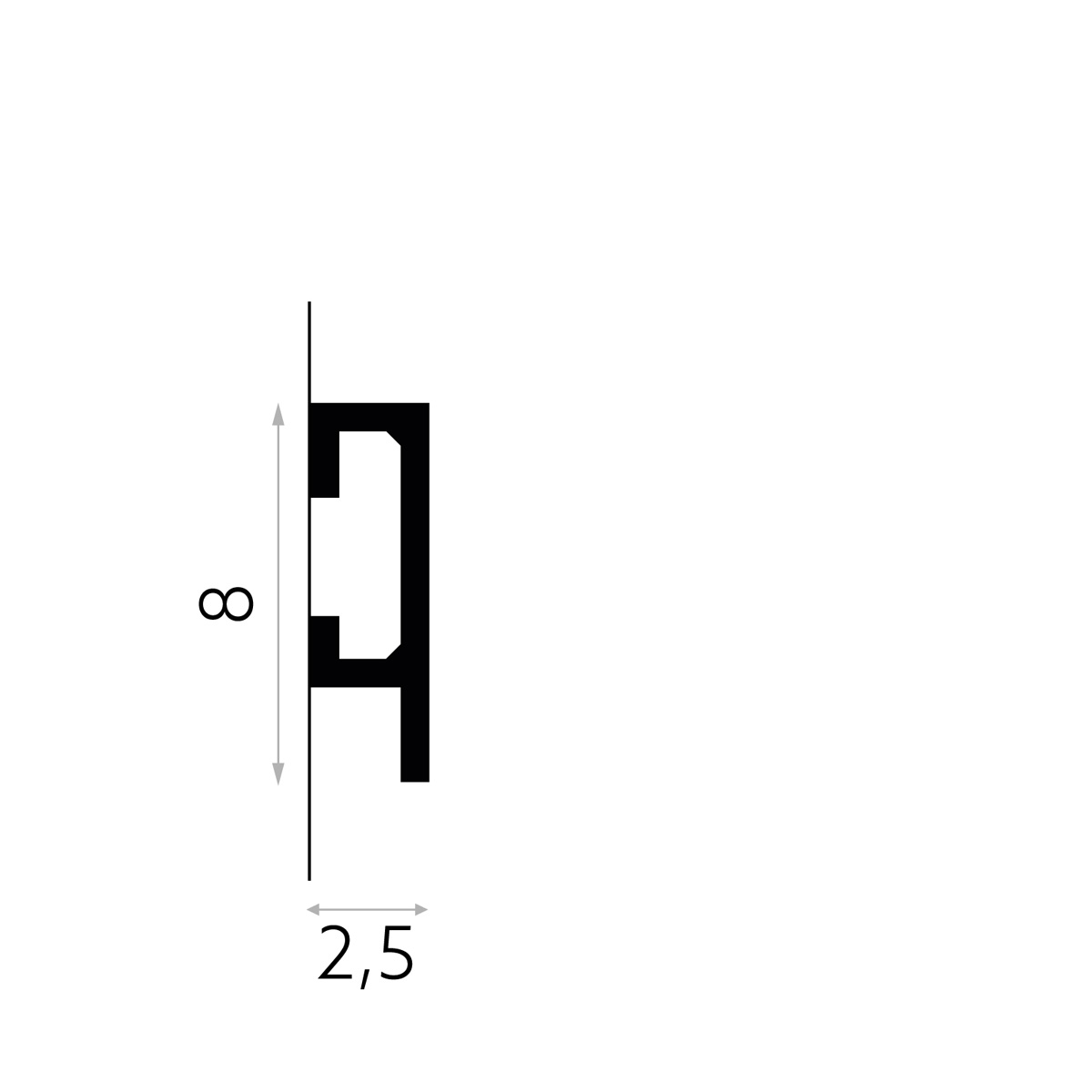 LED Stuckleiste - Sockelleiste - indirekt - 2,5 x 8 x 200cm