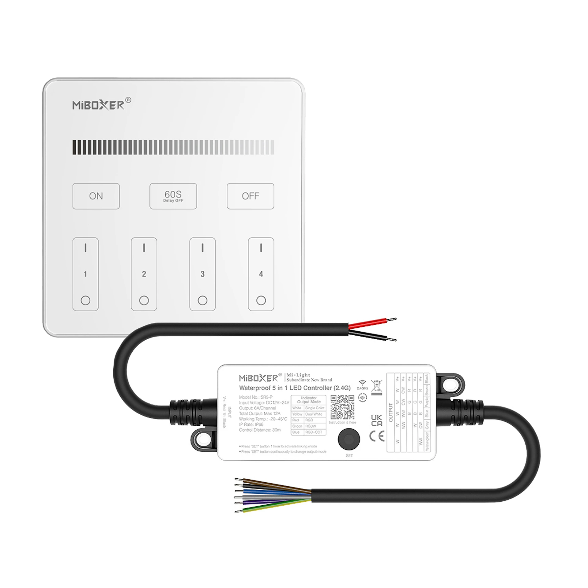 LED Funk Controller Set - 4 Zonen - 1 Kanal - Fernbedienung (2,4 GHz) - IP66 wasserfest