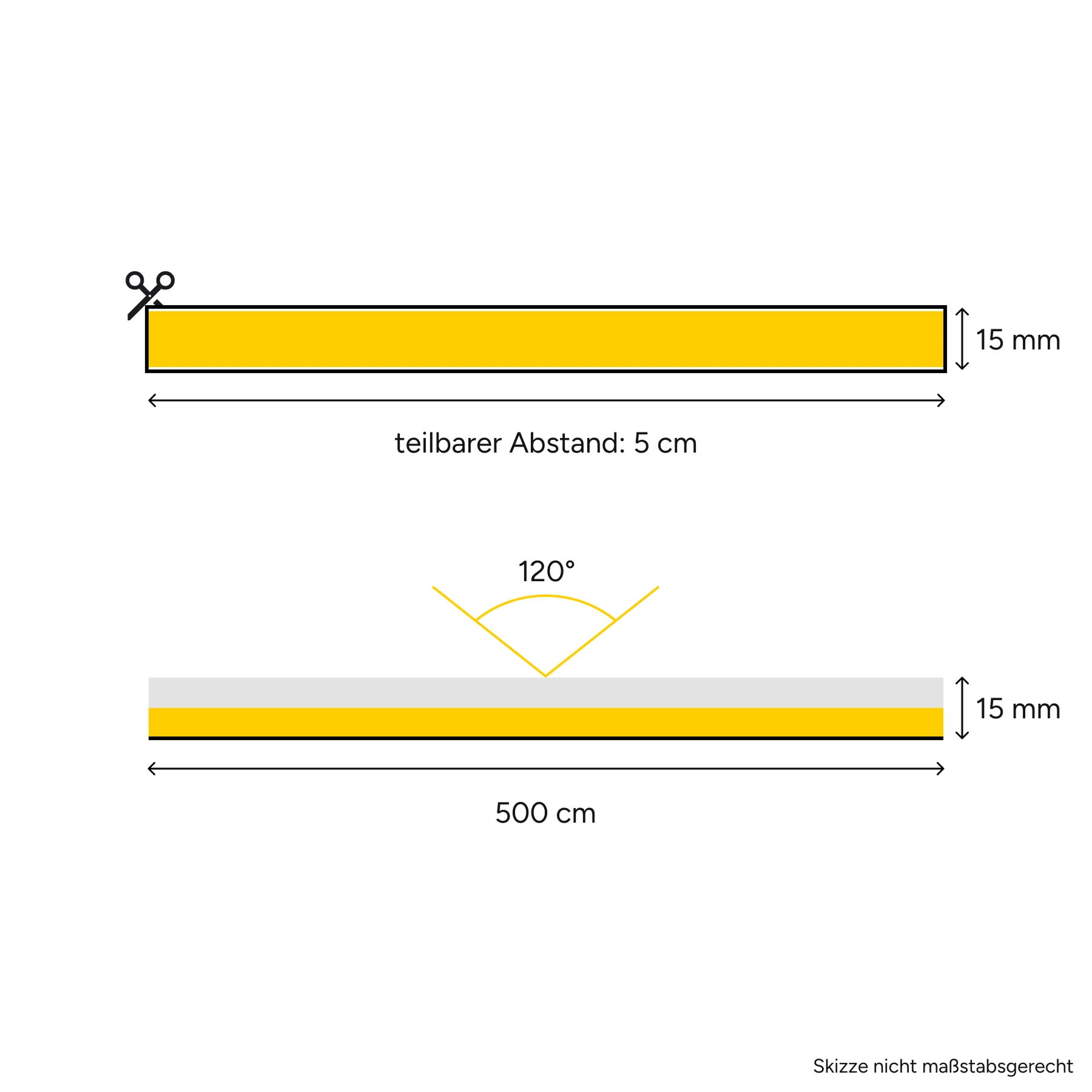 24V wasserfester LED Lichtschlauch in schwarz - neutralweiß - diffus - Neon-Effekt - IP67 - 15x15mm - 10cm Eingangskabel mit offenen Kabelenden
