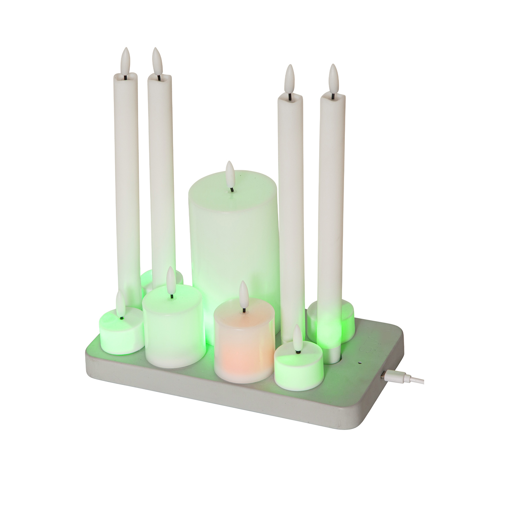 Kerzen Set für innen - Weiß - Höhe: 5/ 8/ 15/ 26 cm - Akkubetrieb - sanft flackernd