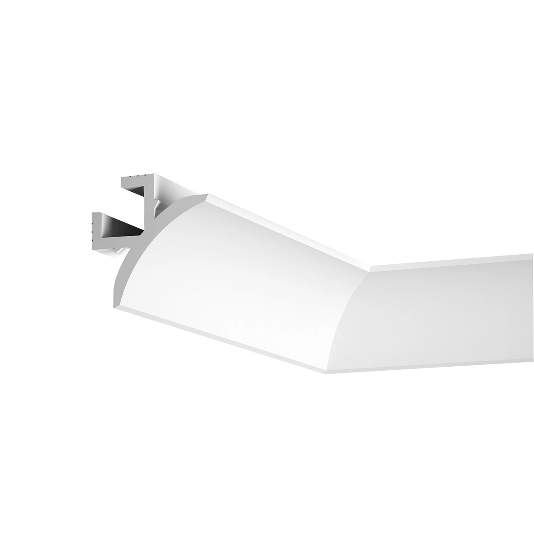 Lichtvouten Set, Dekorleiste, Stuckprofil mit 48V LED Streifen, Fernbedienung und Netzteil - 4 Meter fortlaufend - Warmweiß 2700K