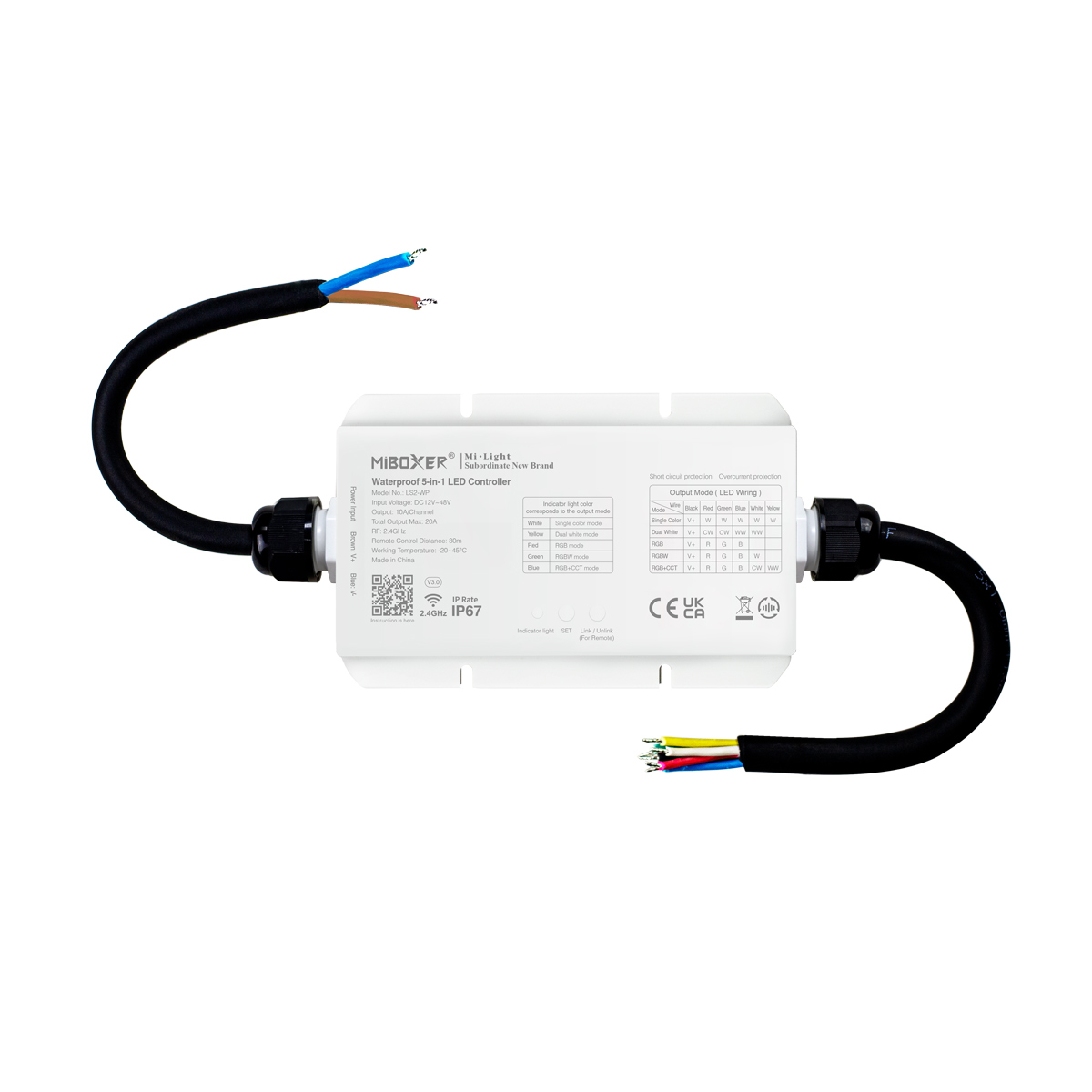 LED Funk Controller Set - 4 Zonen - 1 bis 2 Kanal - CCT - Fernbedienung (2,4 GHz) - IP67 wasserfest - 2 Zonen = 1 Fernbedienung und 2 Controller