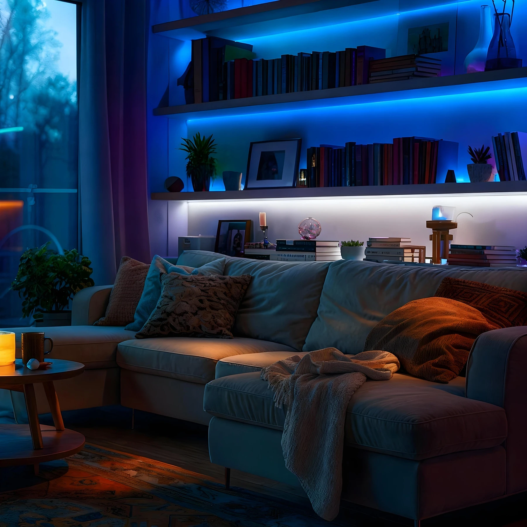 24V Slim-Line Aluminium LED Leiste - COB - RGB + Warmweiß + Weiß - diffuse  Abdeckung - 34,25cm - 175 LEDs - 5 Watt - mit Ausgangskabel ( zum Anschluss einer weiteren LED- Leiste)