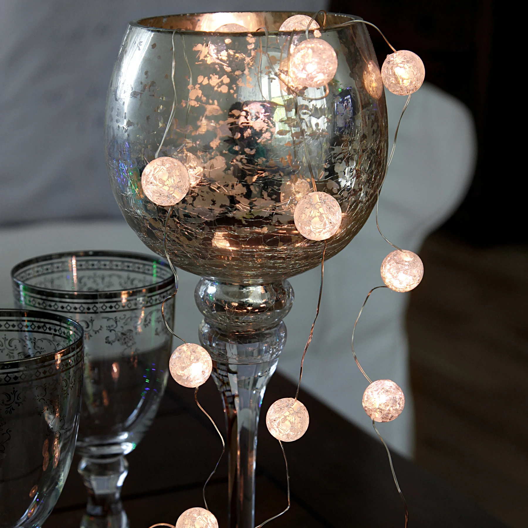 Marble - Deko Lichterkette für innen - 1,4 m - 15 LEDs - Timer - Batteriebetrieb - Warmweiß