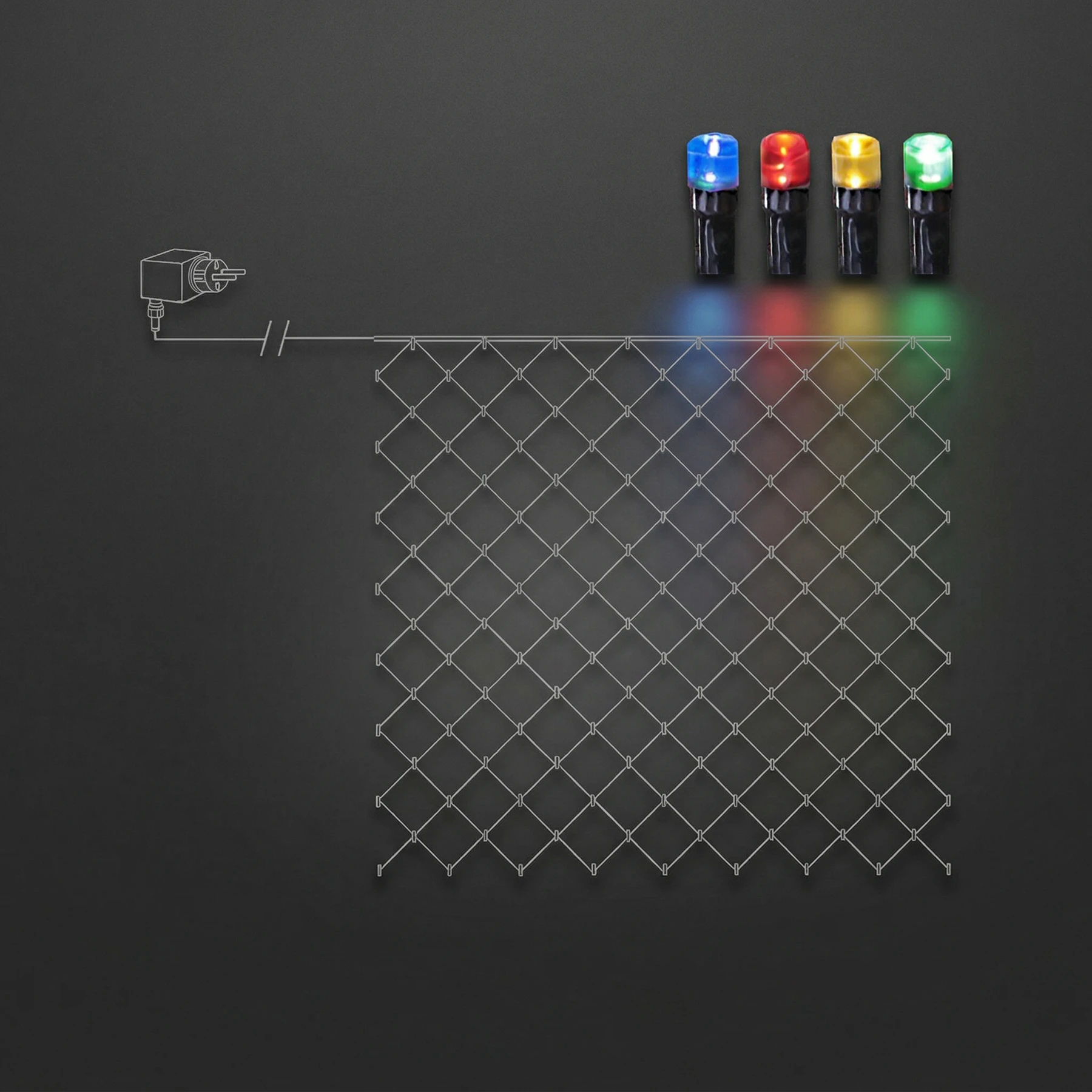 Serie LED - Lichternetz für außen - 3 m - 180 LEDs - Netzbetrieb - Mehrfarbig