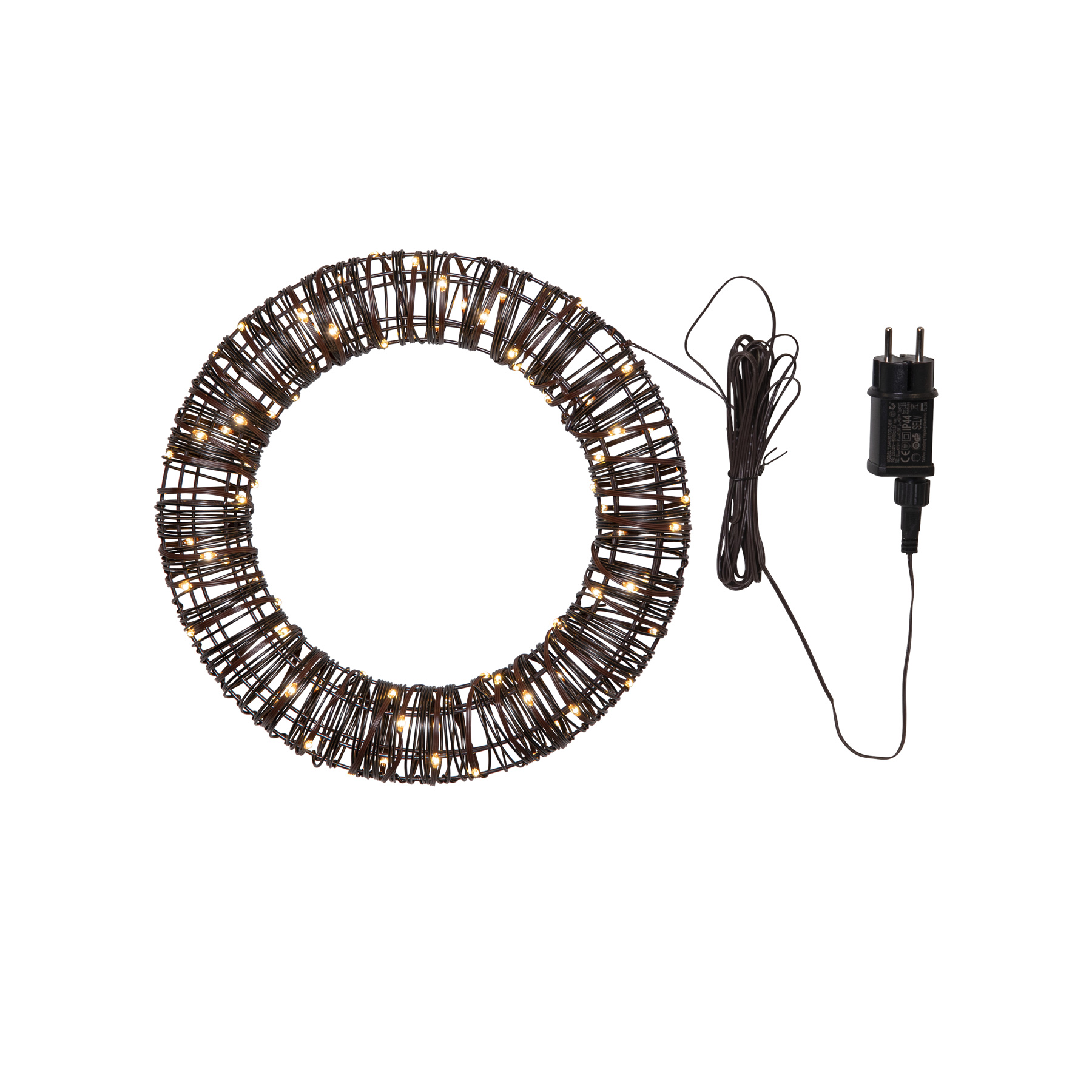Vicke Wreath - Weihnachtsdeko für außen - Rattan Ring - Netzbetrieb - Warmweiß