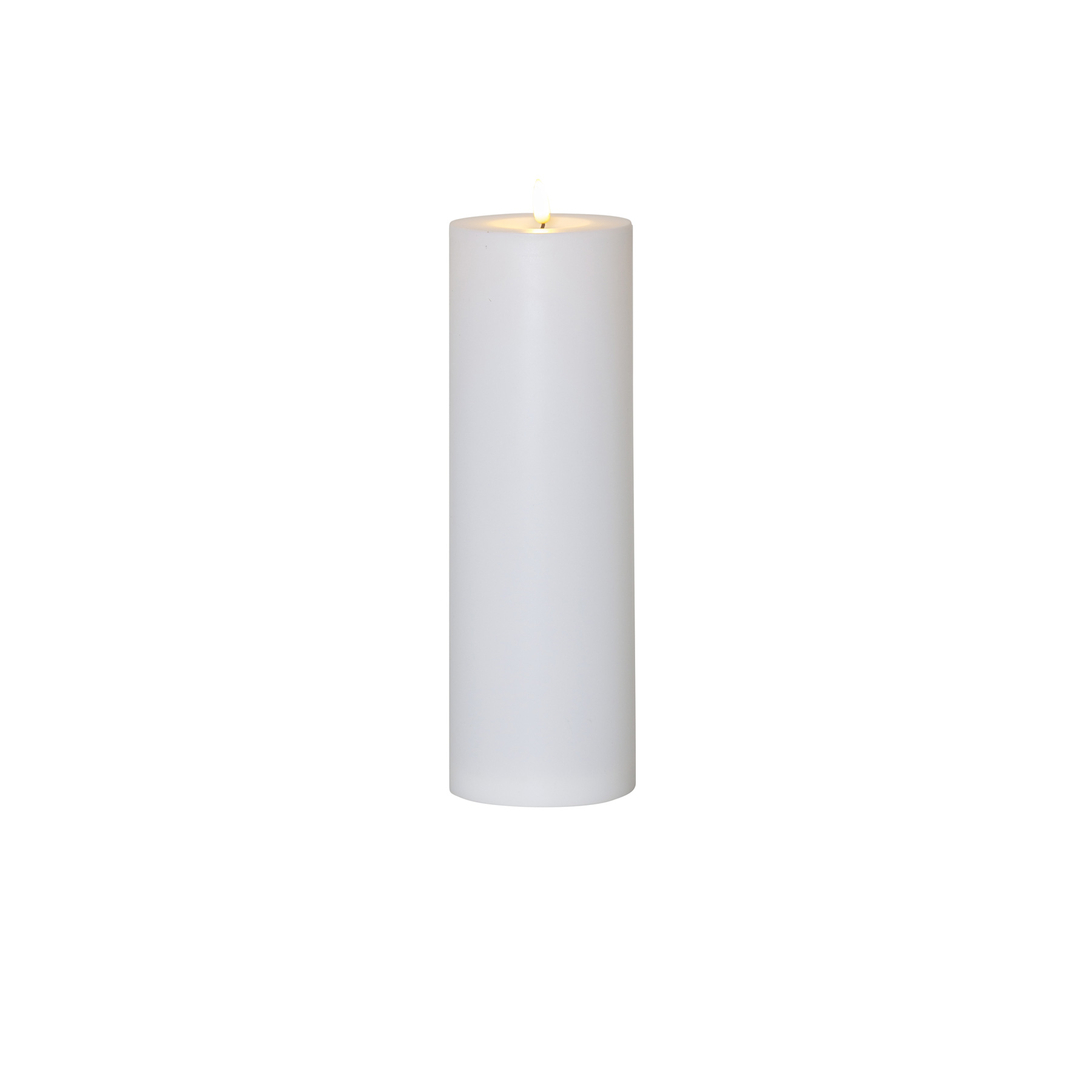 Flamme Rak - Kerze für außen - Weiß - Höhe: 32,5 cm - Batteriebetrieb - Timer - sanft flackernd