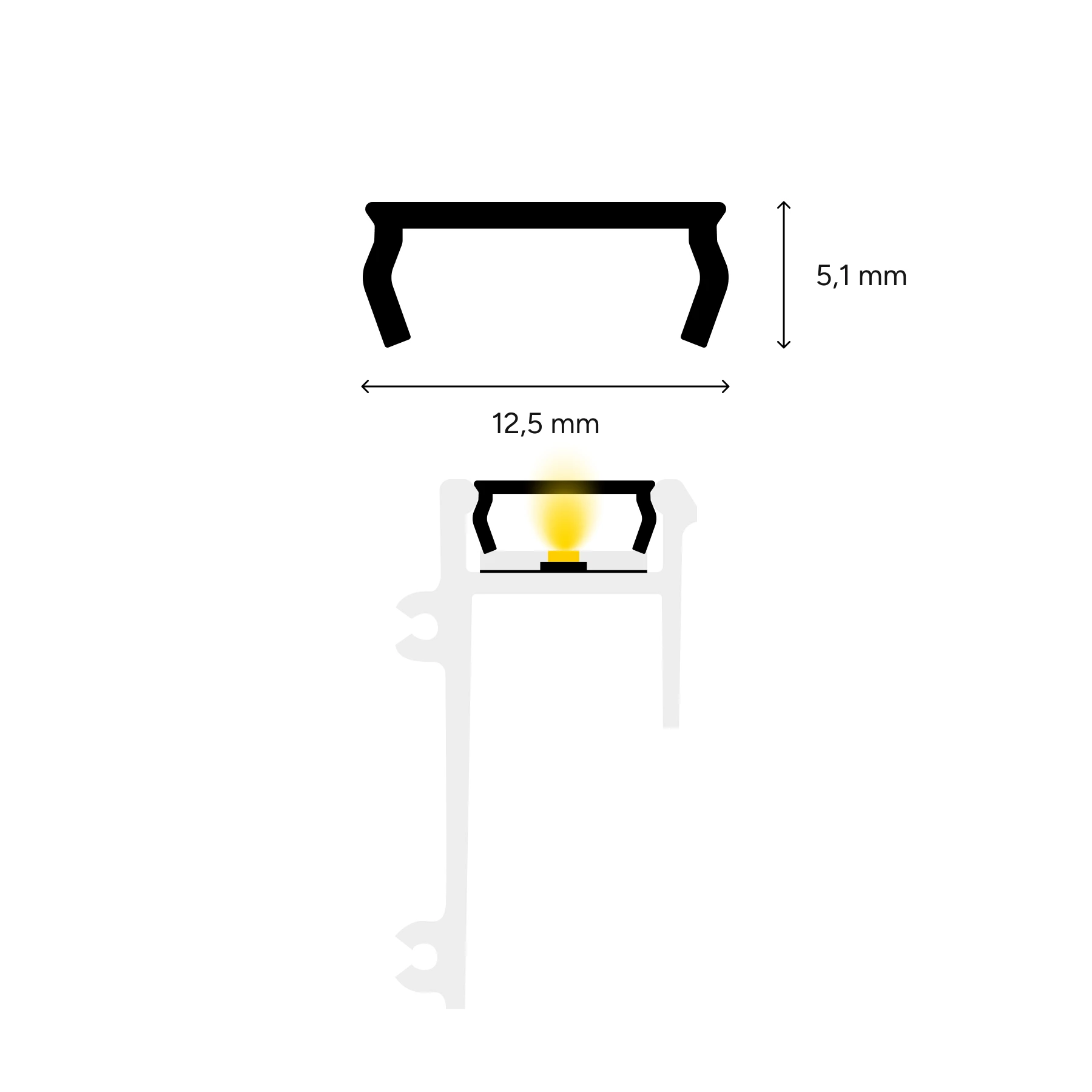 diffuse Abdeckung für LED Trockenbau Abschlussprofil - GK 47,2, CC-300-S - 100cm - in Teilstücken (100cm / 200cm)