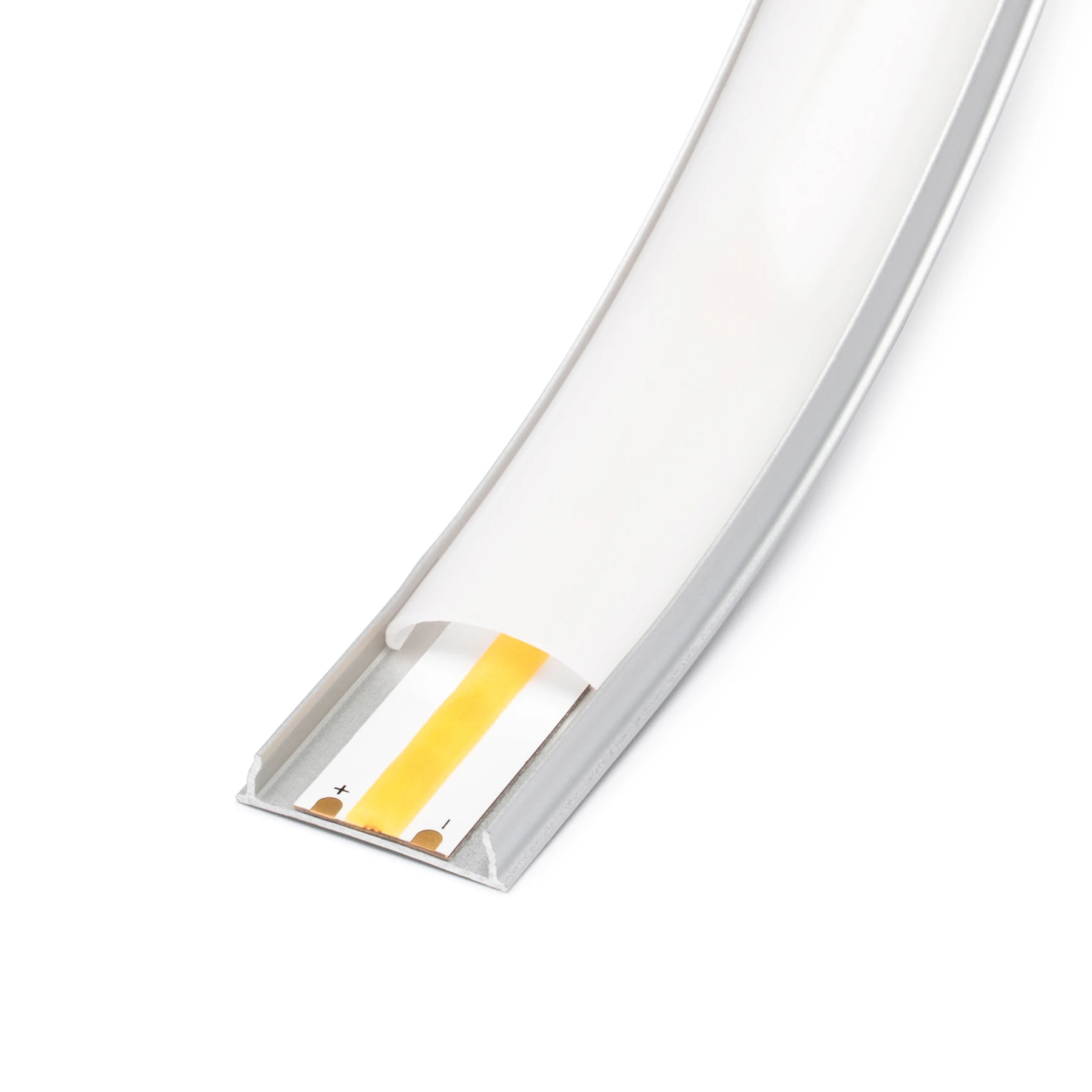 Aluminium LED Aufputz Profil in Wunschlänge, flex biegbar, 1,74 x 0,38cm