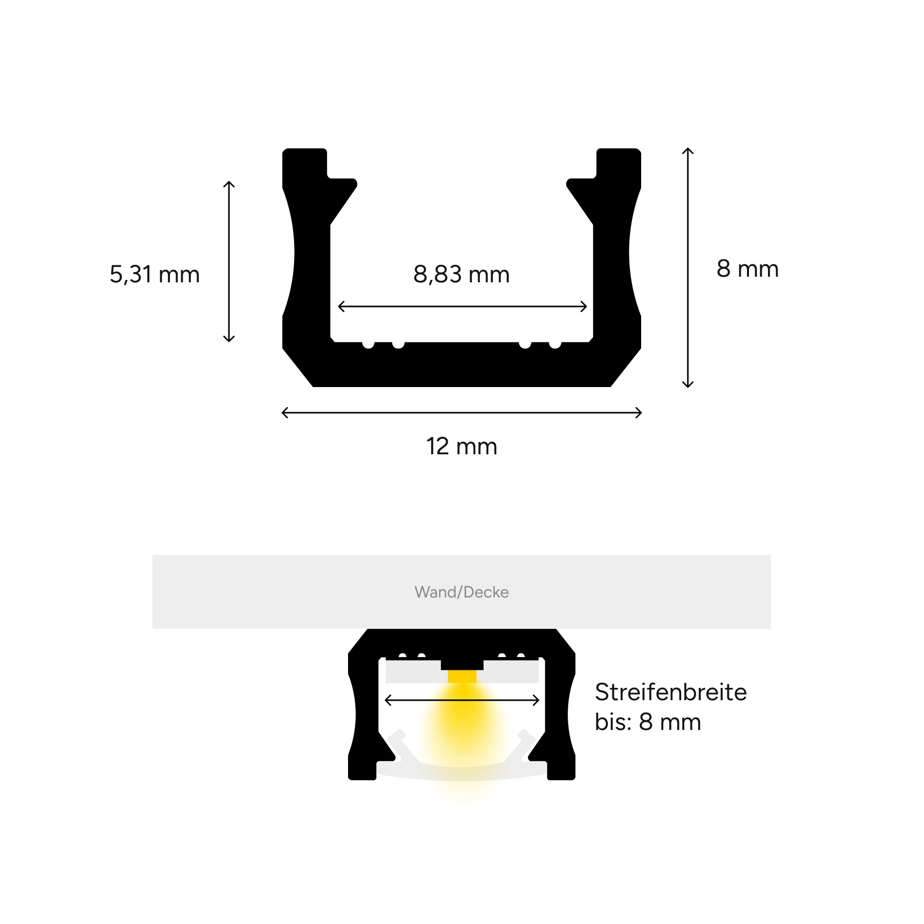 24V mini Aluminium LED Leiste – neutralweiß – diffuse Abdeckung - 33cm mit 144 LEDs - 3 Watt - 350 Lumen - kein Anschlußkabel zum Netzteil
