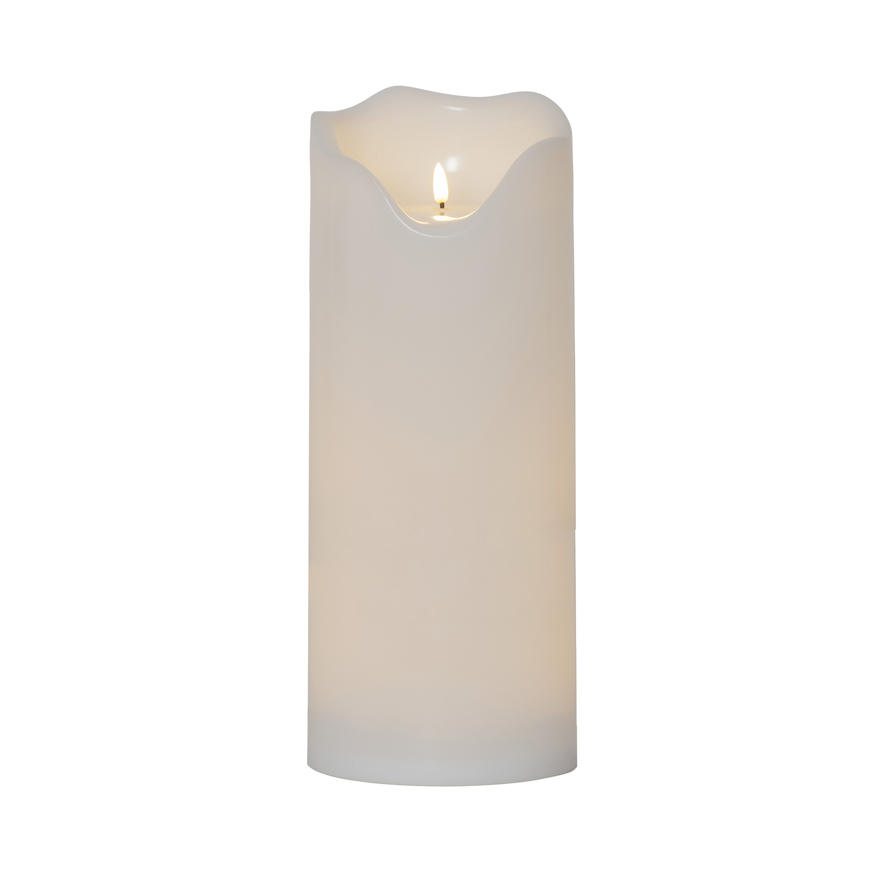 Flamme Grand - Kerze für außen - Weiß - Höhe: 40 cm - Batteriebetrieb - Timer - sanft flackernd