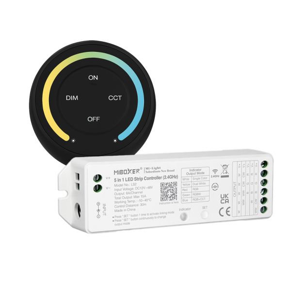 LED Funk Controller Set - 1 Zone - 1 bis 2 Kanal - CCT - Fernbedienung (2,4 GHz)