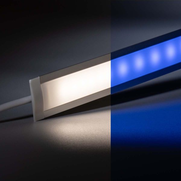24V Aluminium Einbau LED Leiste schmal - RGBW (RGB + neutralweiß) - diffuse Abdeckung