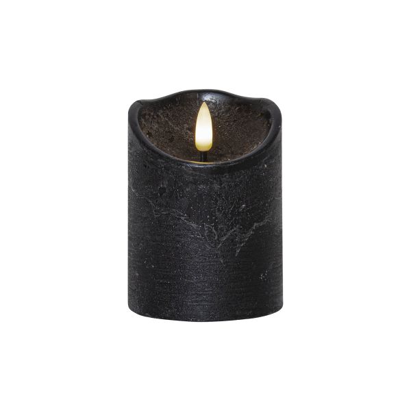 Flamme Rustic - Kerze für innen - Schwarz - Höhe: 10 cm - Batteriebetrieb - Timer - flackernd